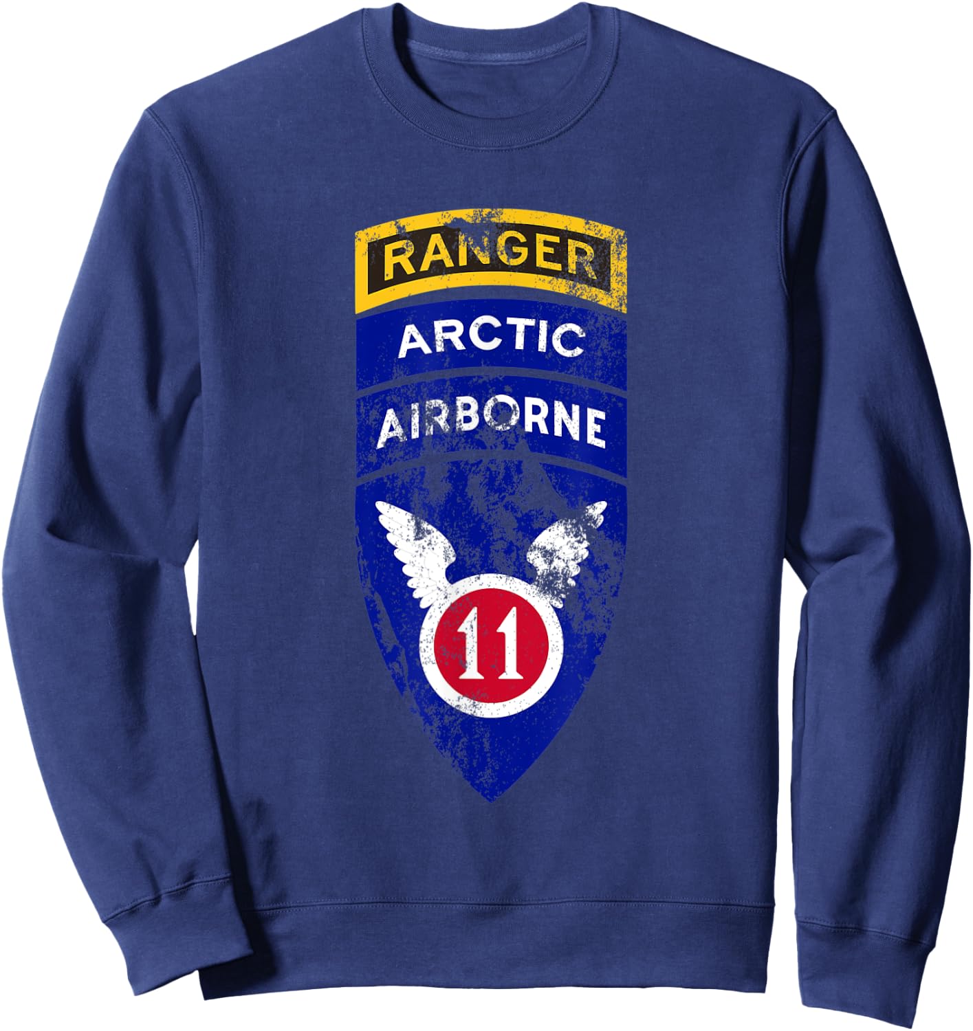 11th Airborne Division Patch & Ranger Tab - Arctic Angels Sweatshirt - Sweatshirt | Navy