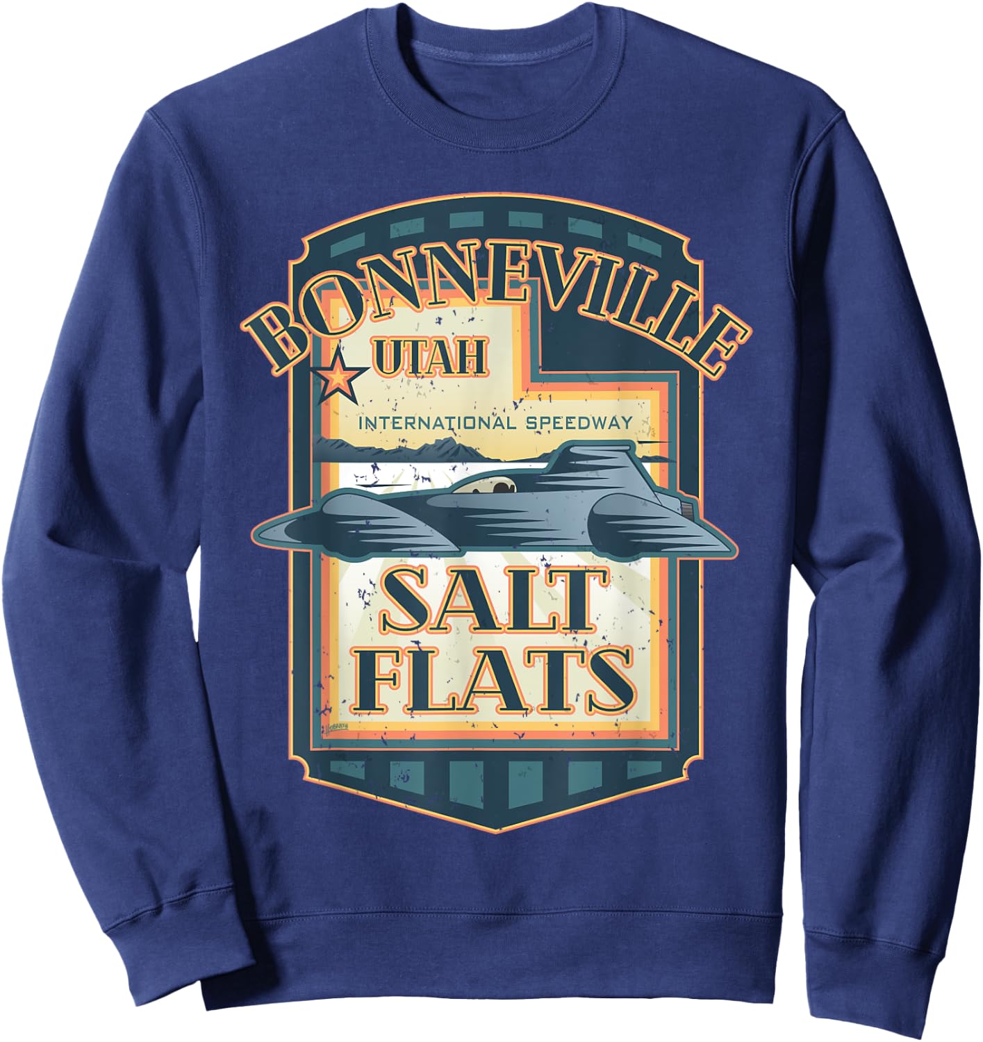 Retro Bonneville Salt Flats Utah International Speedway Sweatshirt - Sweatshirt | Navy