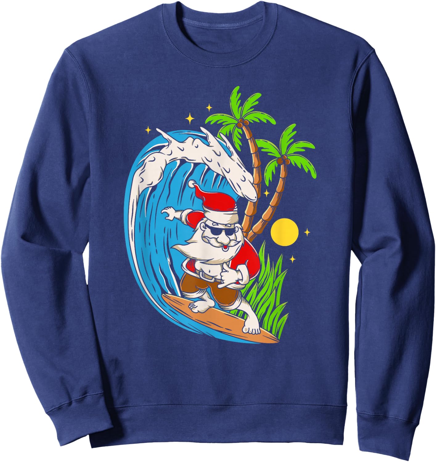 Christmas in July | Summer Santa Claus Beach Hawaii Surf Sweatshirt - Sweatshirt | Navy