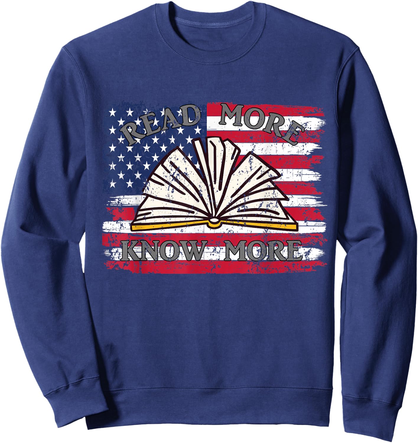 School Library Patriotic US Flag Funny For Librarian Sweatshirt - Sweatshirt | Navy