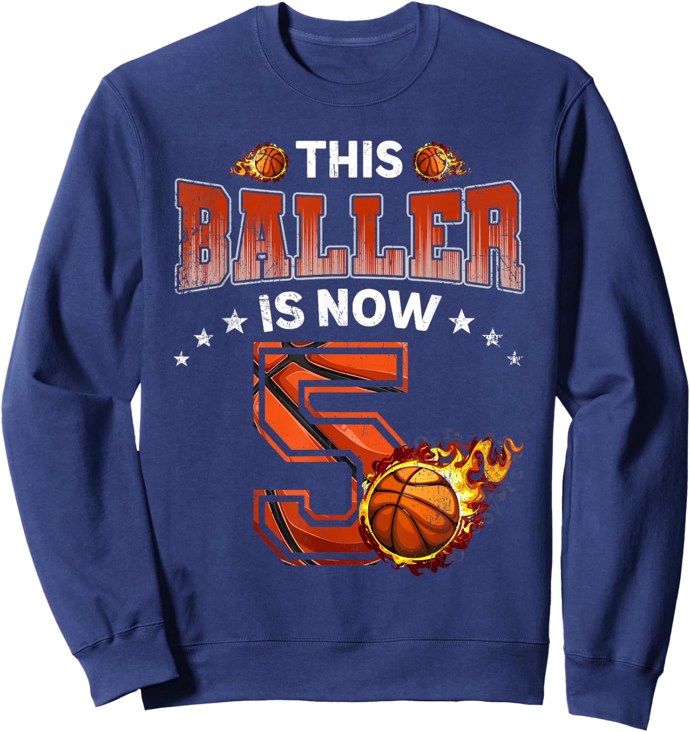5th Birthday Boys Basketball Player Gifts 5 Years Old Kids Sweatshirt - Sweatshirt | Navy