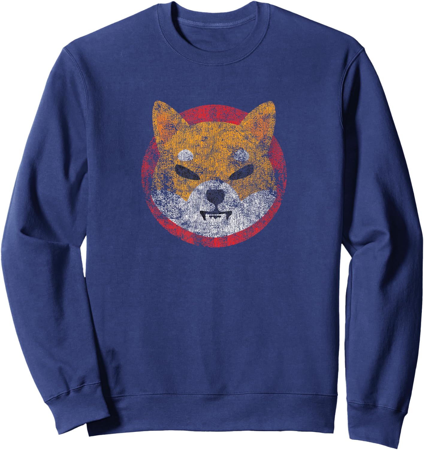 SHIB Shiba Inu Vintage Heavily Worn Look Crypto Sweatshirt - Sweatshirt | Navy