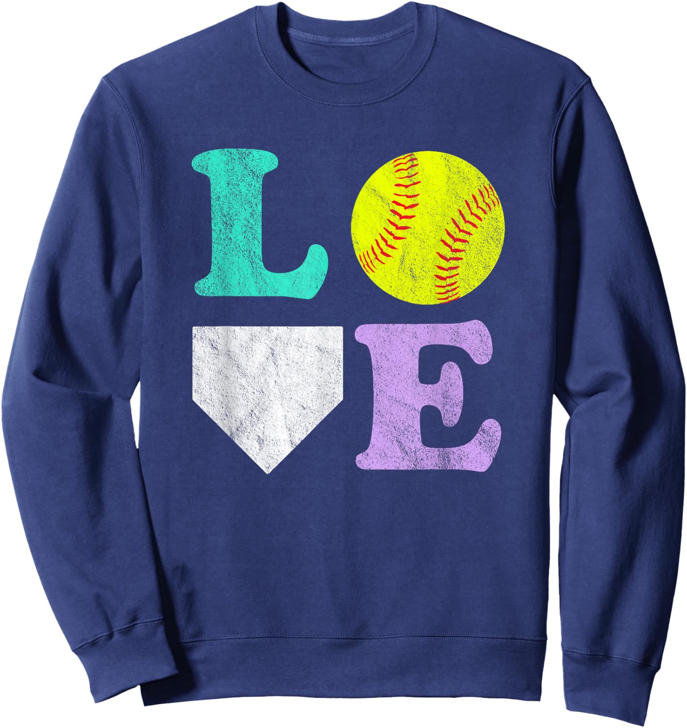 Women's or Girls I Love Softball Sweatshirt - Sweatshirt | Navy