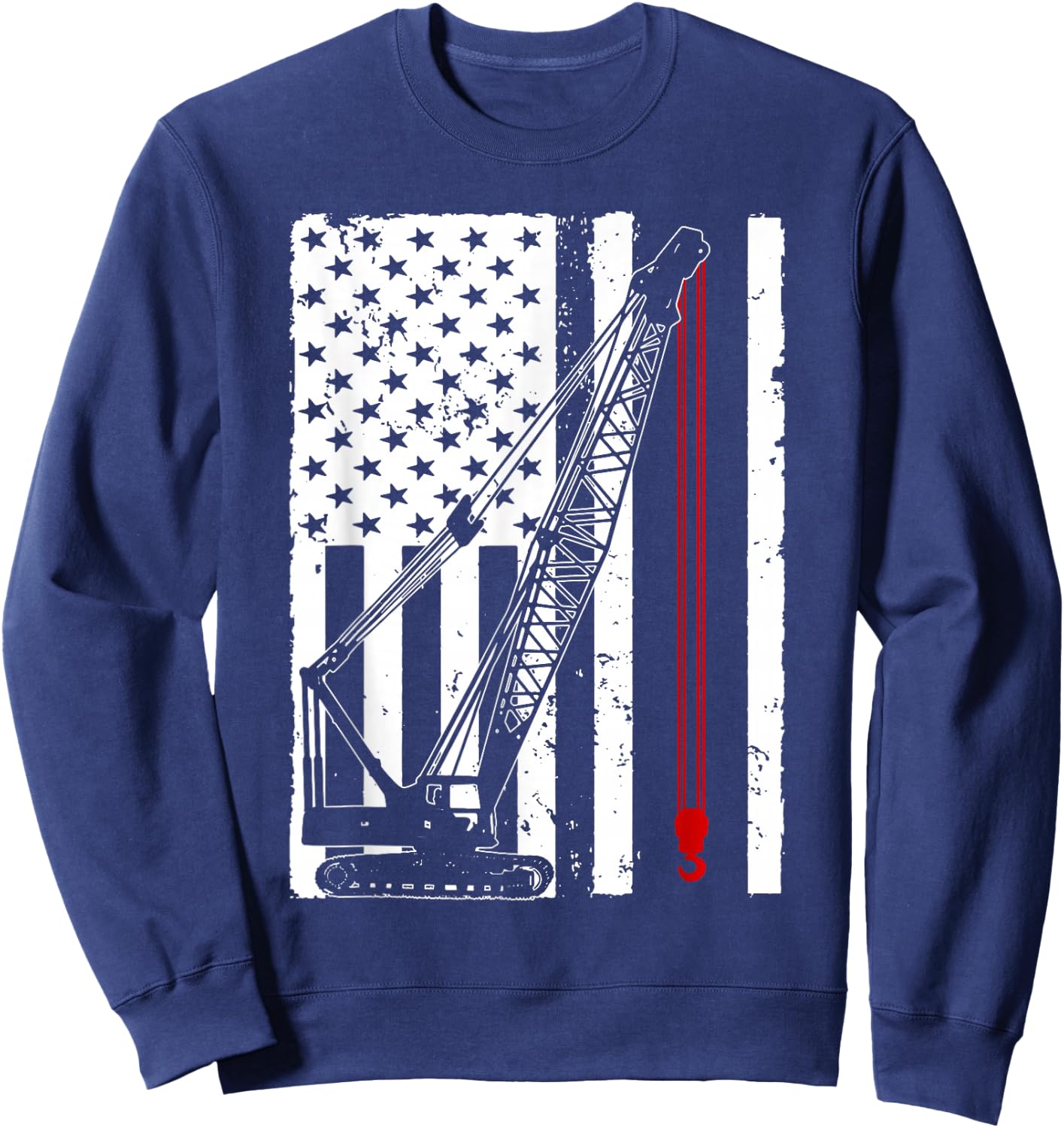Crane Operator Design US Heavy Equipment Crane Lover Sweatshirt - Sweatshirt | Navy