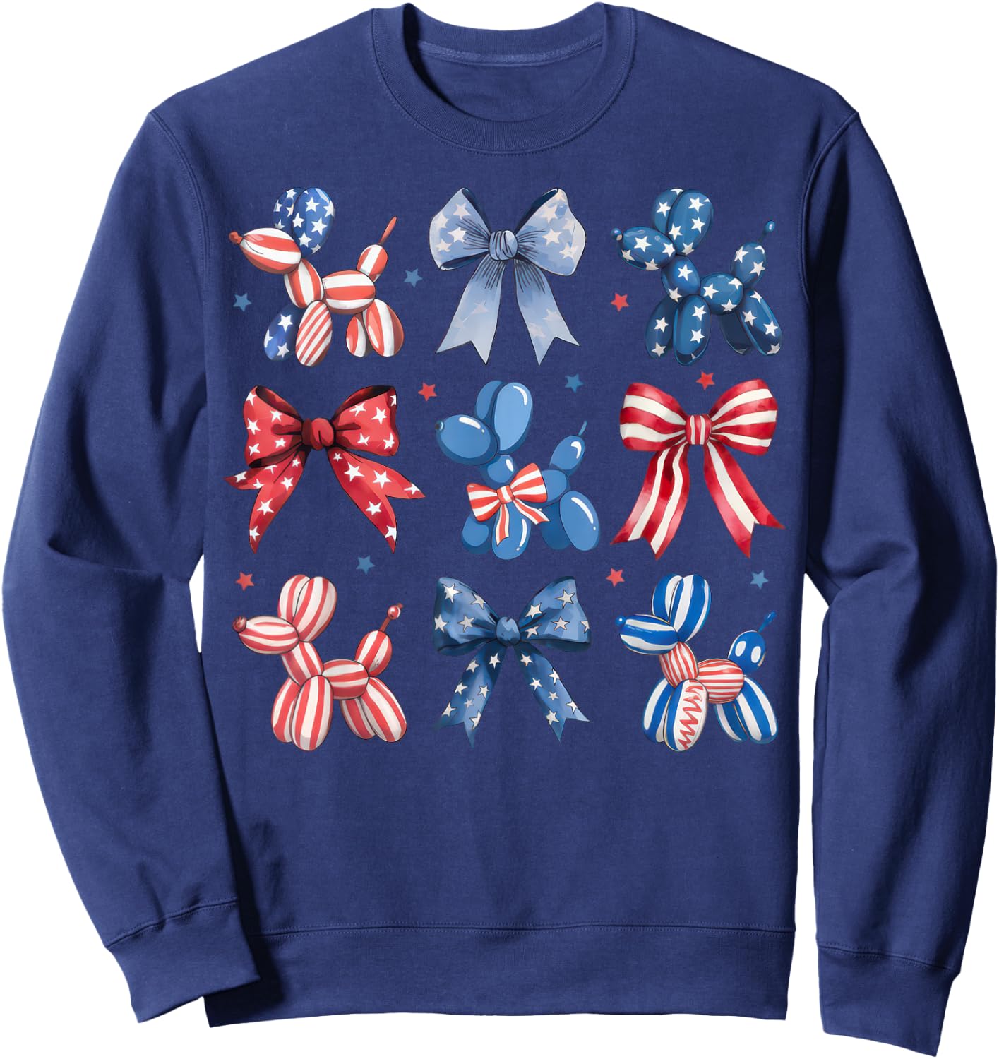 Cute Patriotic Balloon Dog 4th of July USA Flag Girls Kids Sweatshirt - Sweatshirt | Navy