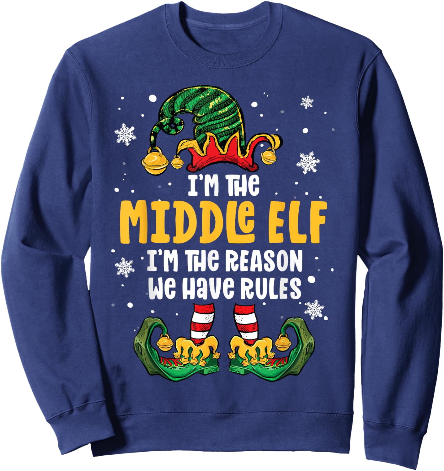 Middle Child Shirt Elf Family Matching Sibling Christmas Sweatshirt - Sweatshirt | Navy