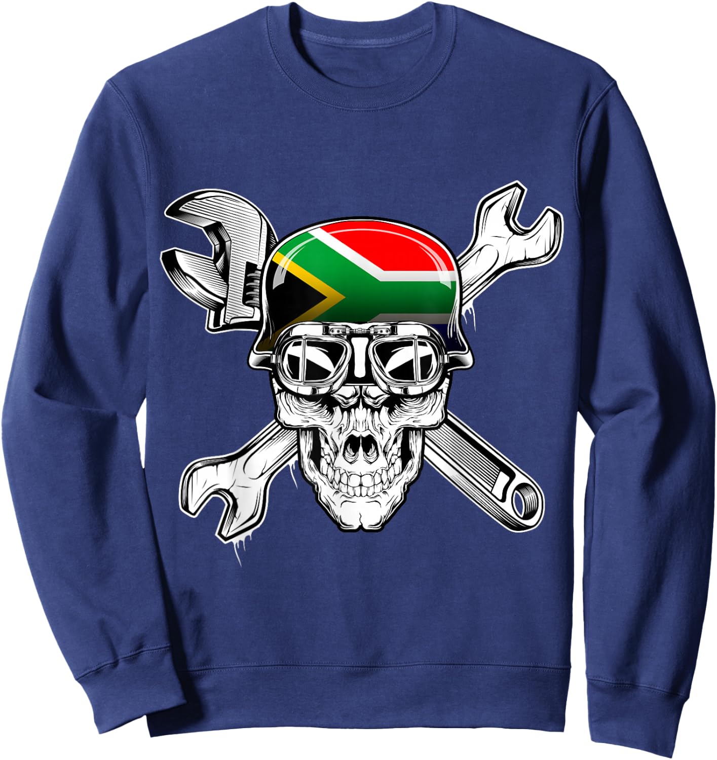 South Africa Biker Skull Motorcycle Flag Sweatshirt - Sweatshirt | Navy