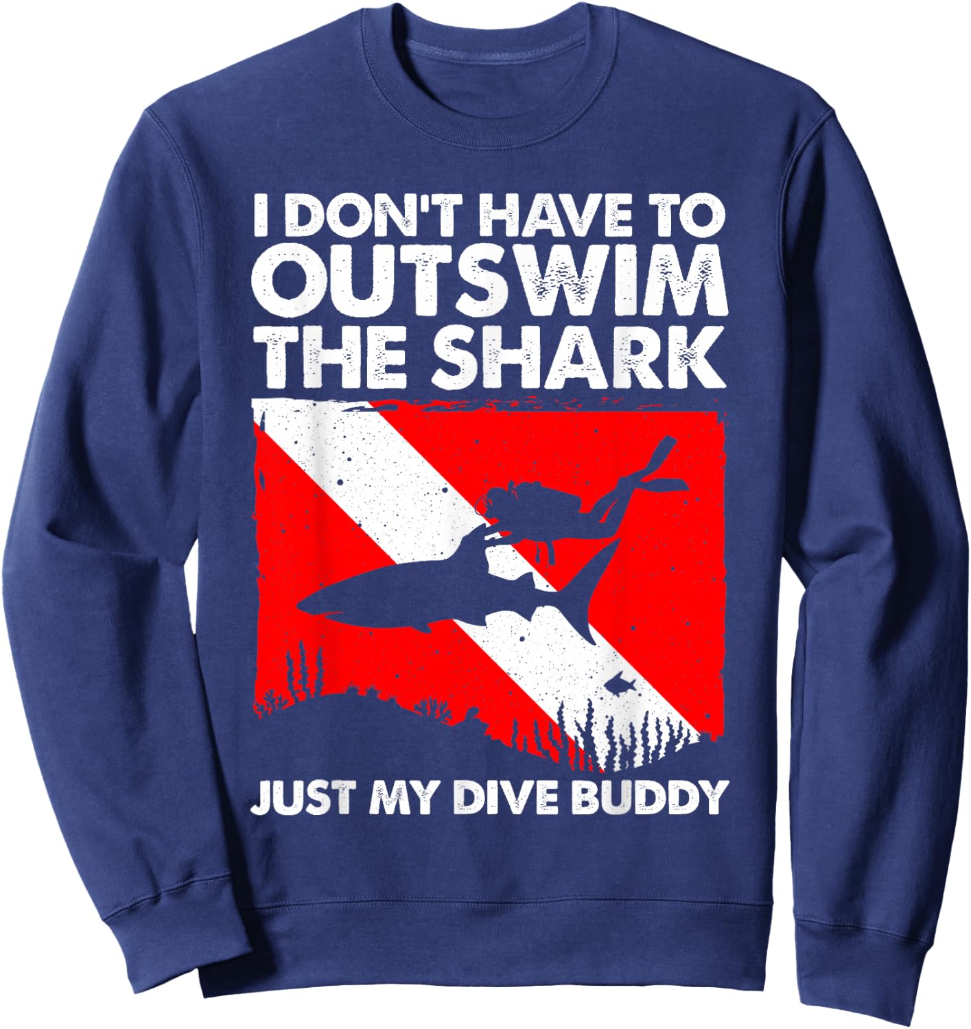 Funny Scuba Diving Design Women Shark Diving Buddy Sweatshirt - Sweatshirt | Navy