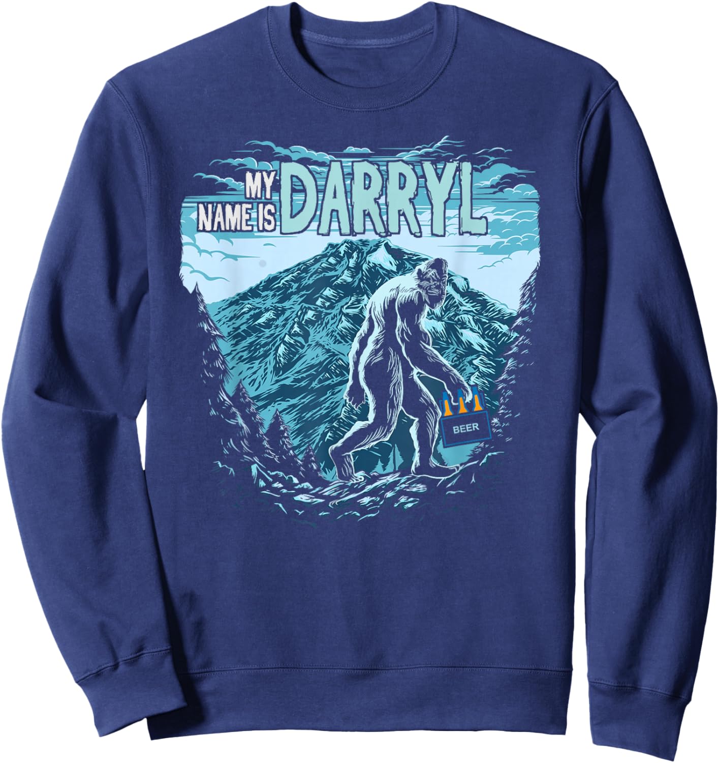 My Name is Darryl - Funny Vintage Bigfoot - Darryl Bigfoot Sweatshirt - Sweatshirt | Navy