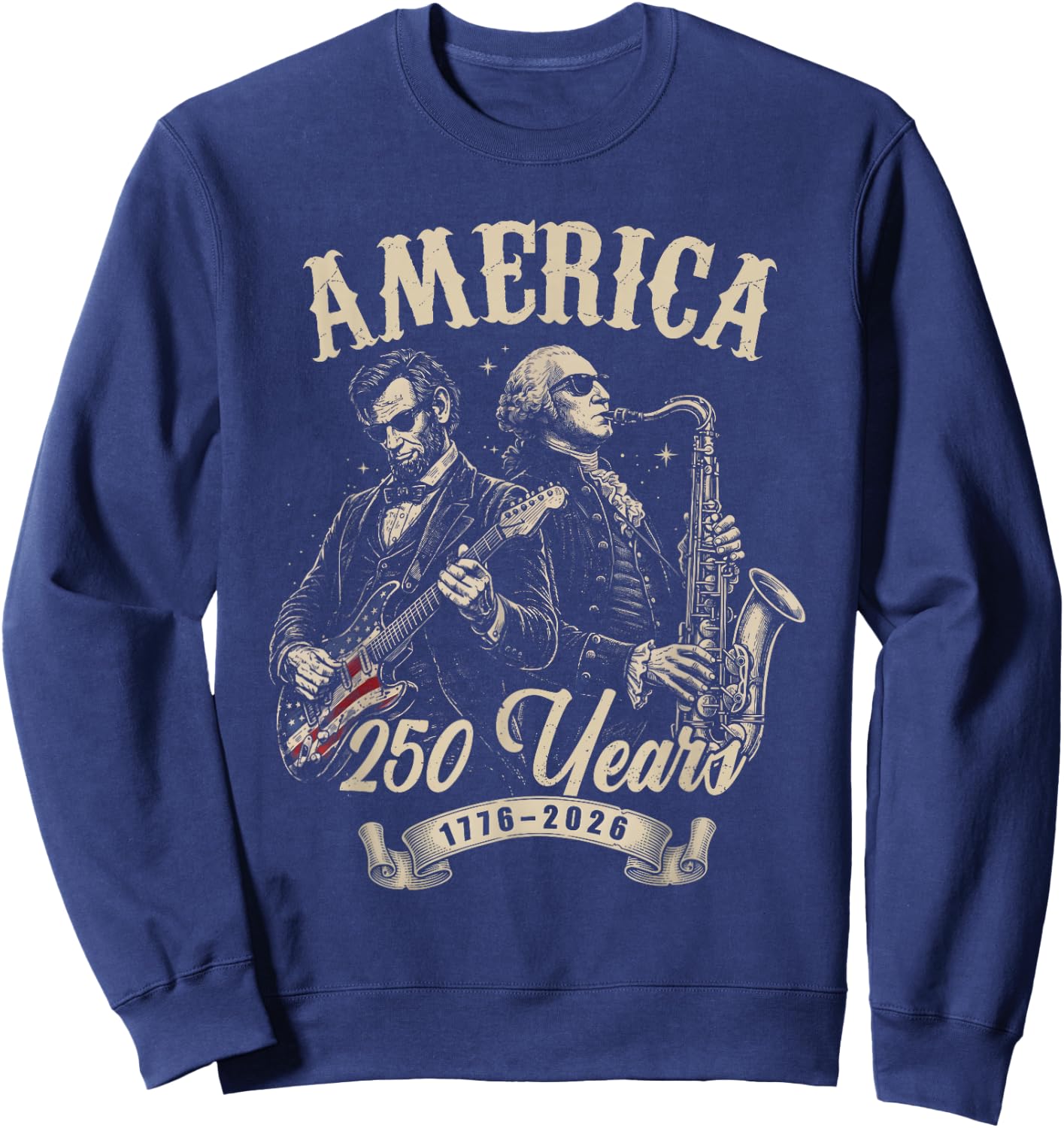 Vintage 250 Years of American 250th Anniversary 1776 2026 Sweatshirt - Sweatshirt | Navy