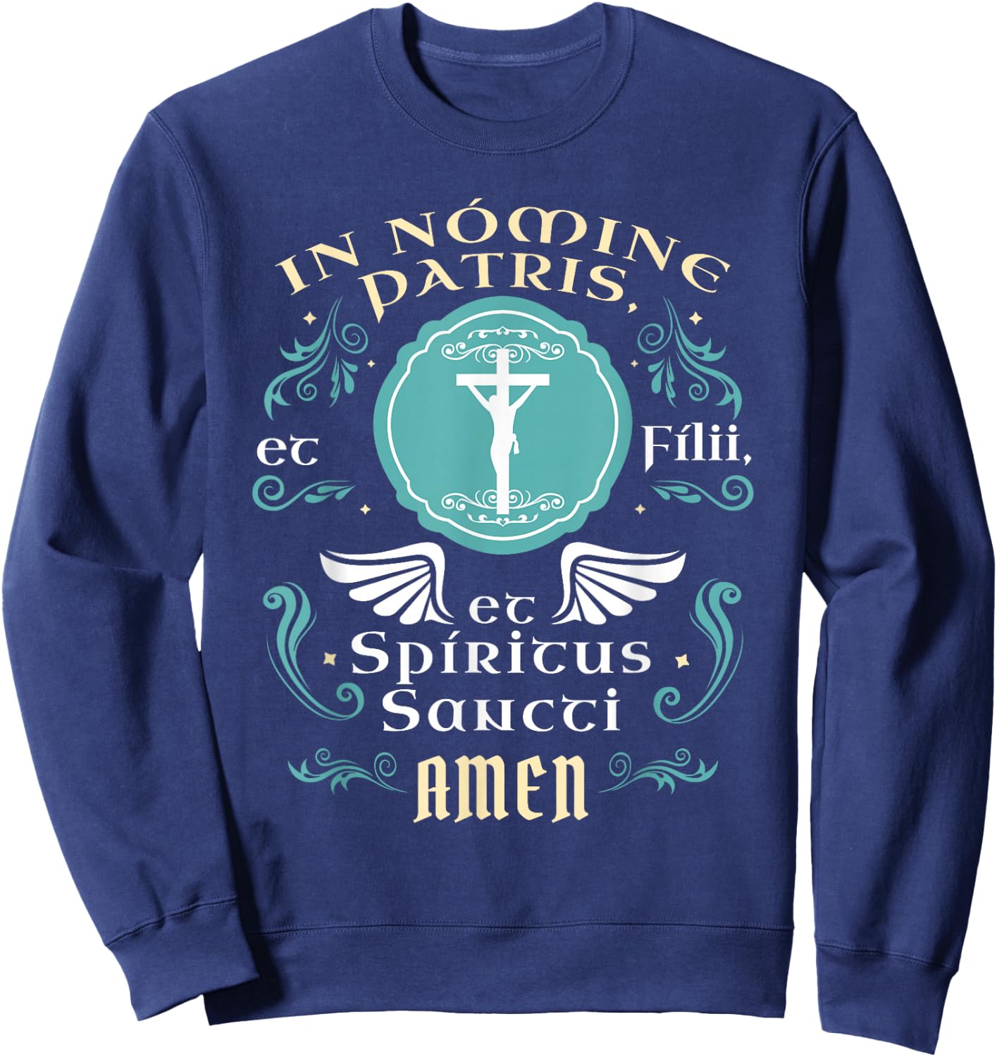In nomine patris et filii Tradtional Latin Mass Catholic Sweatshirt - Sweatshirt | Navy