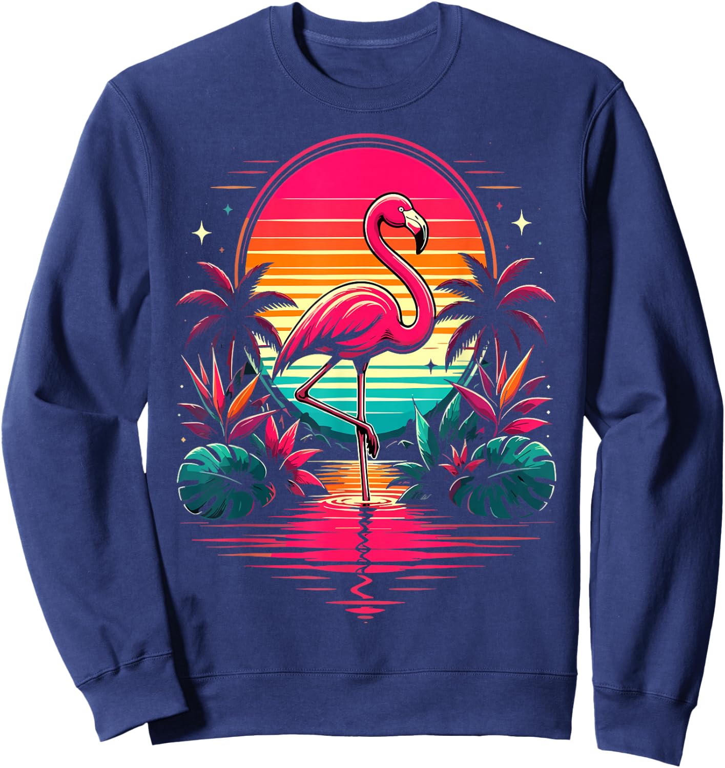 Flamingo Sunset Tropical Beach Sweatshirt - Sweatshirt | Navy