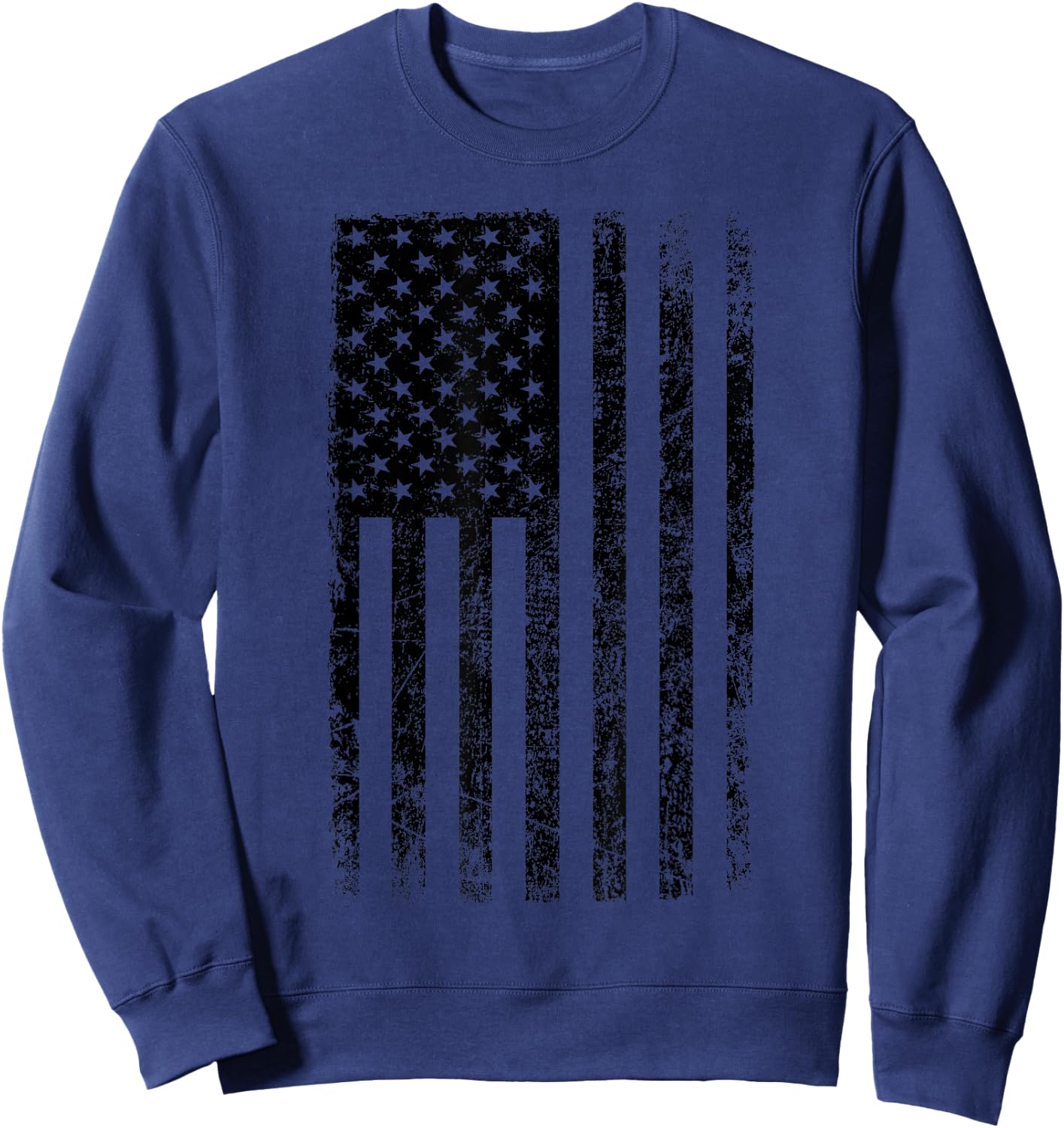 Distressed Black American Flag Worn Weathered Grunge Sweatshirt - Sweatshirt | Navy