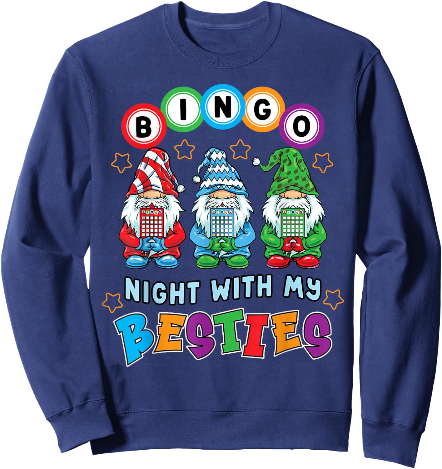 Gnome Bingo Night with My Bestie Gambling Gambler Gift Funny Sweatshirt - Sweatshirt | Navy