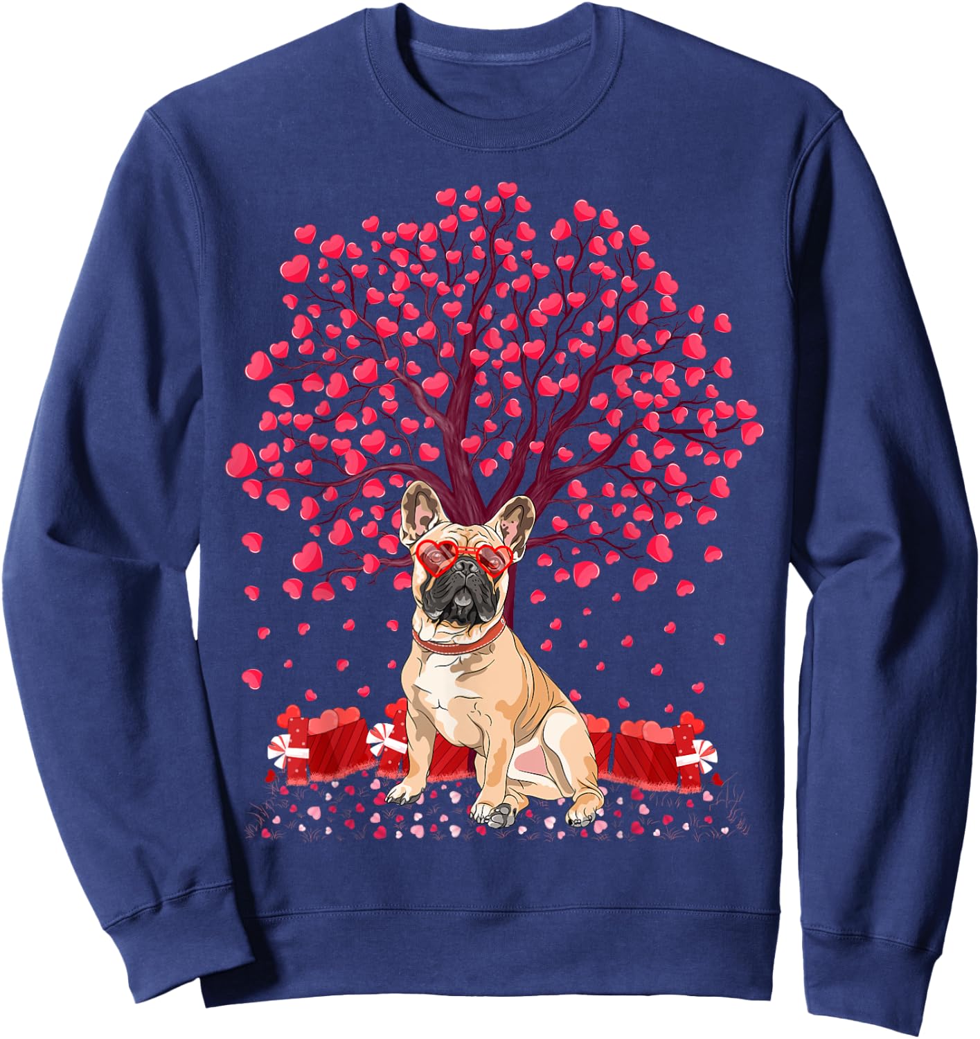 French Bulldog Lover Funny French Bulldog Valentine Day Women Girls Kids Sweatshirt - Sweatshirt | Navy