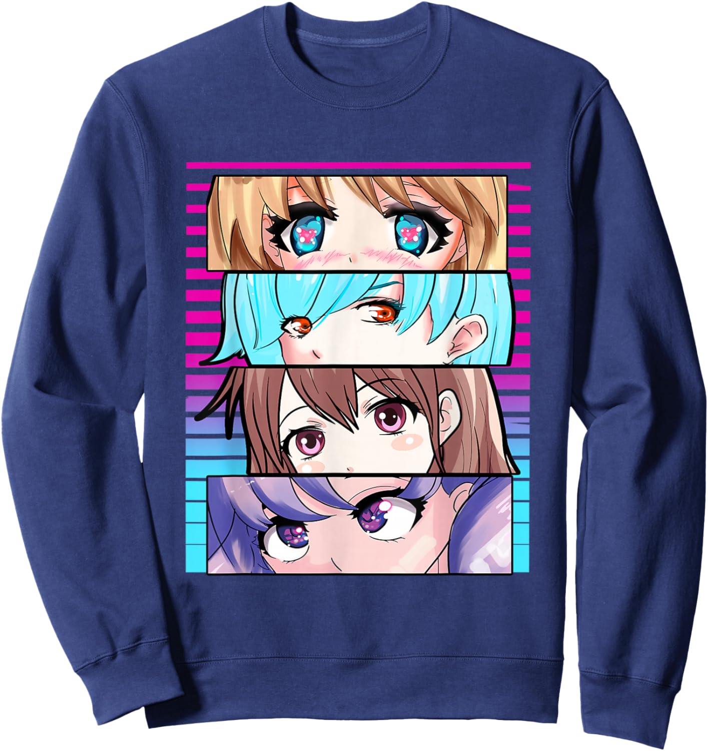 Otaku Anime Eyes Otaku Weeb Waifu Cute Girls Sweatshirt - Sweatshirt | Navy