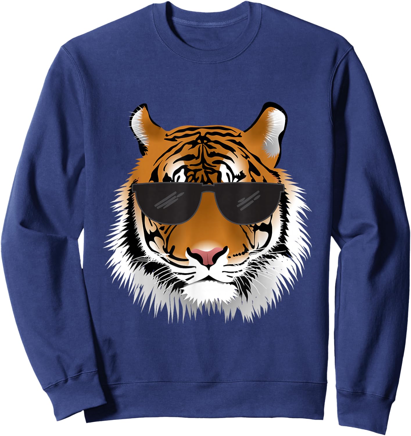 Cool Bengal Tiger With Sunglasses Bengal Tiger Head Funny Sweatshirt - Sweatshirt | Navy