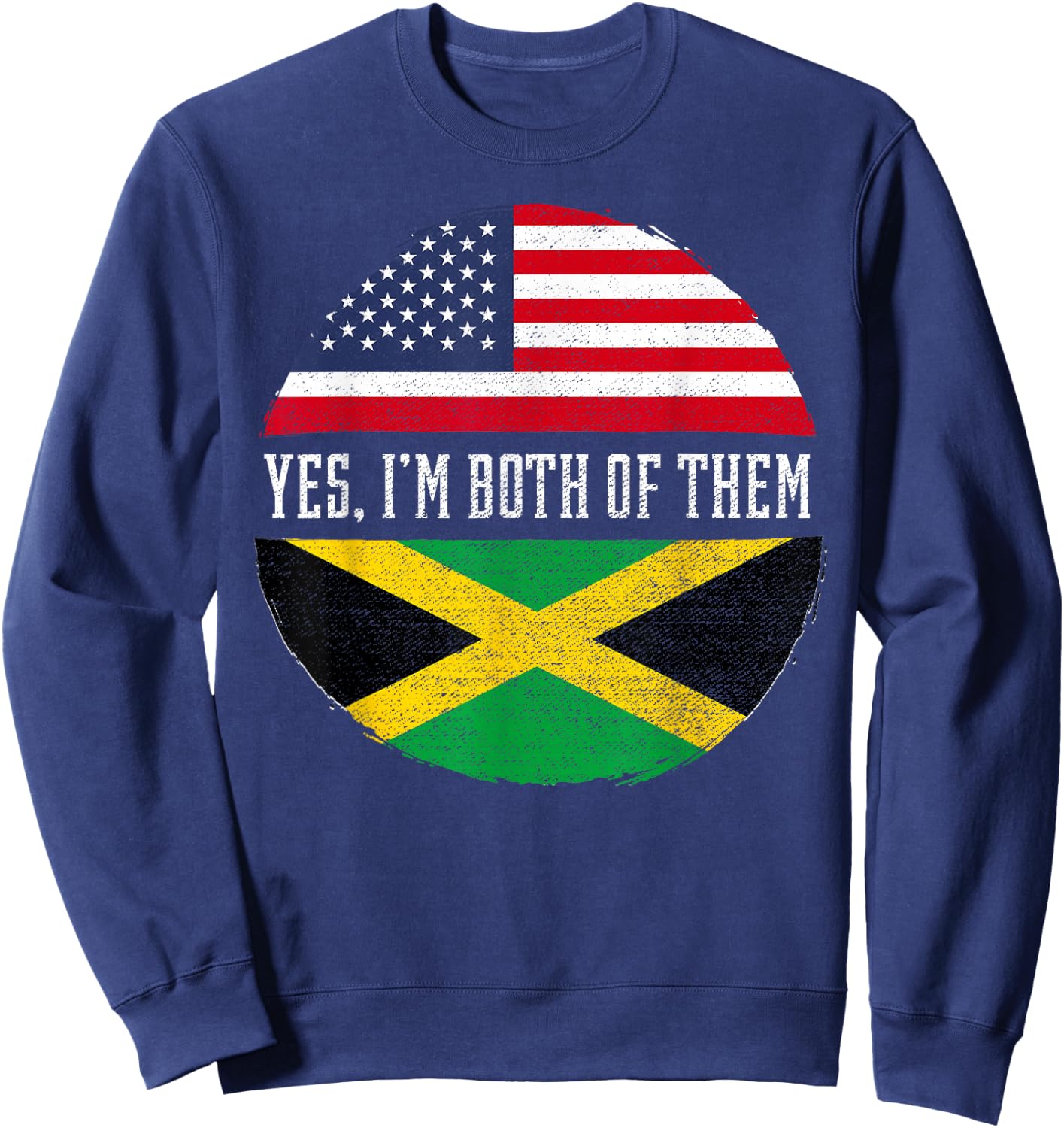 Half American Half Jamaican USA Flag Jamaica Heritage DNA Small Sweatshirt - Sweatshirt | Navy