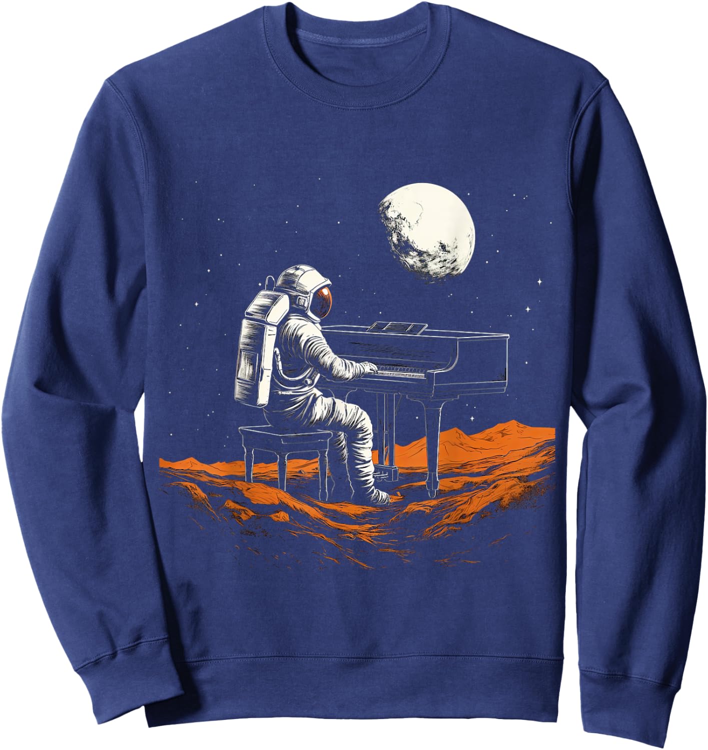 Astronaut in Space Playing Piano Musician Sweatshirt - Sweatshirt | Navy