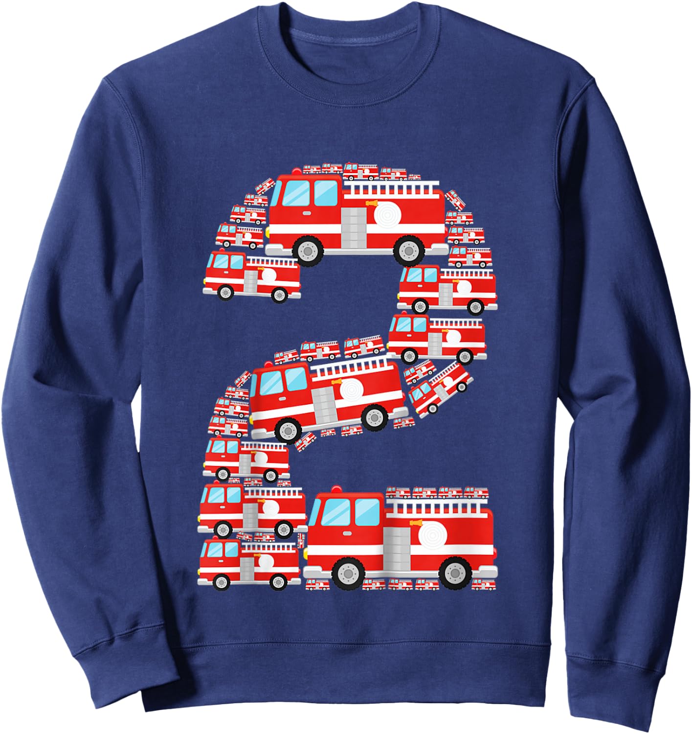 Fire Truck 2nd Birthday Boy 2 Year Old Toddler Firefighter Sweatshirt - Sweatshirt | Navy