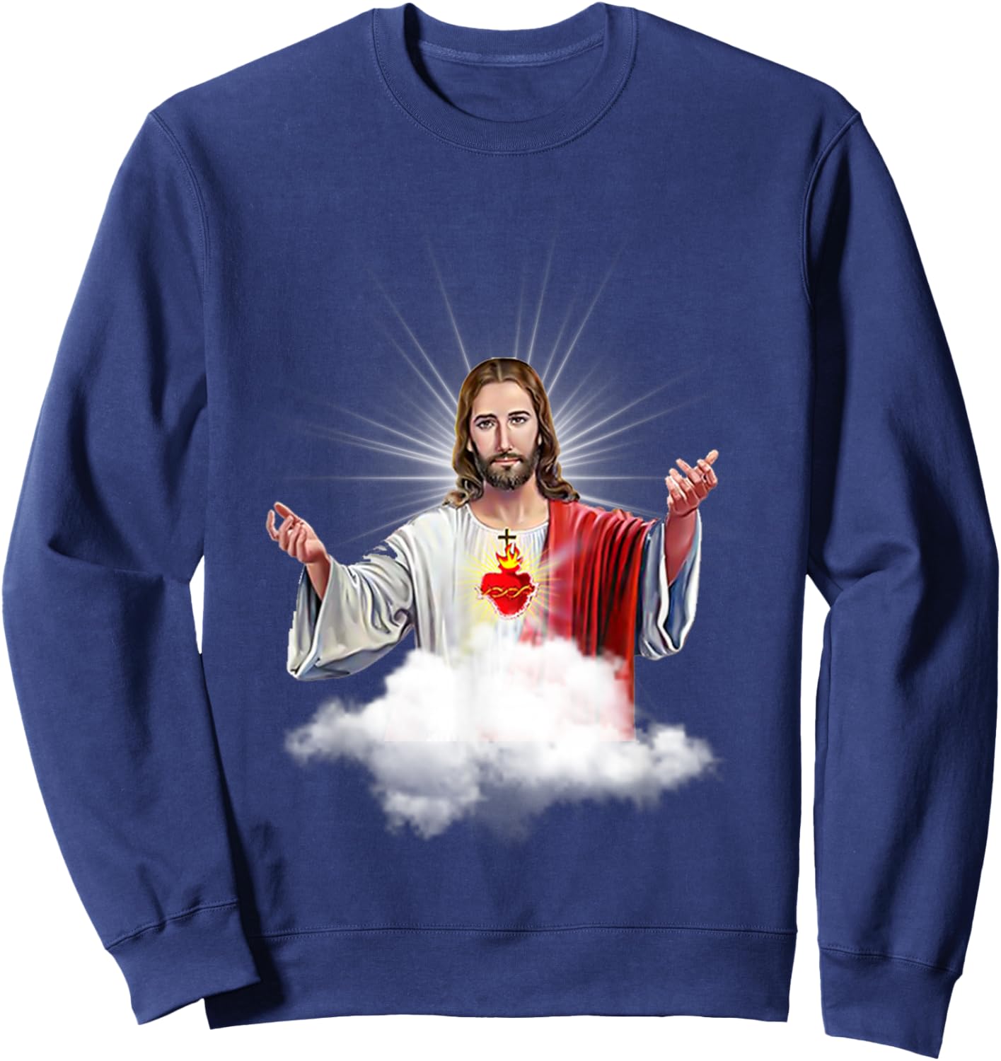 Sacred Heart of Jesus Christ Catholic Immaculate Heart Sweatshirt - Sweatshirt | Navy