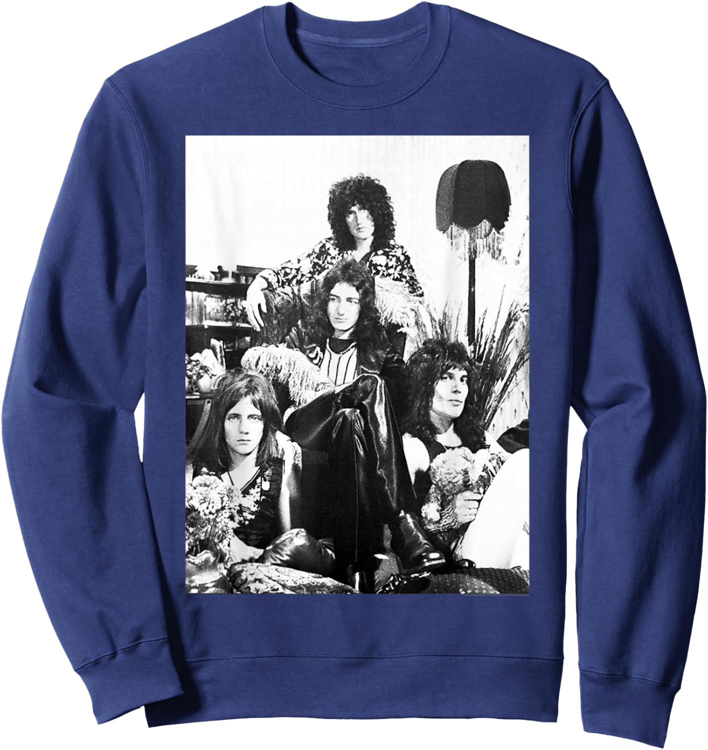Queen Official Lampshade Promo B&W Vintage Photo Sweatshirt - Sweatshirt | Navy