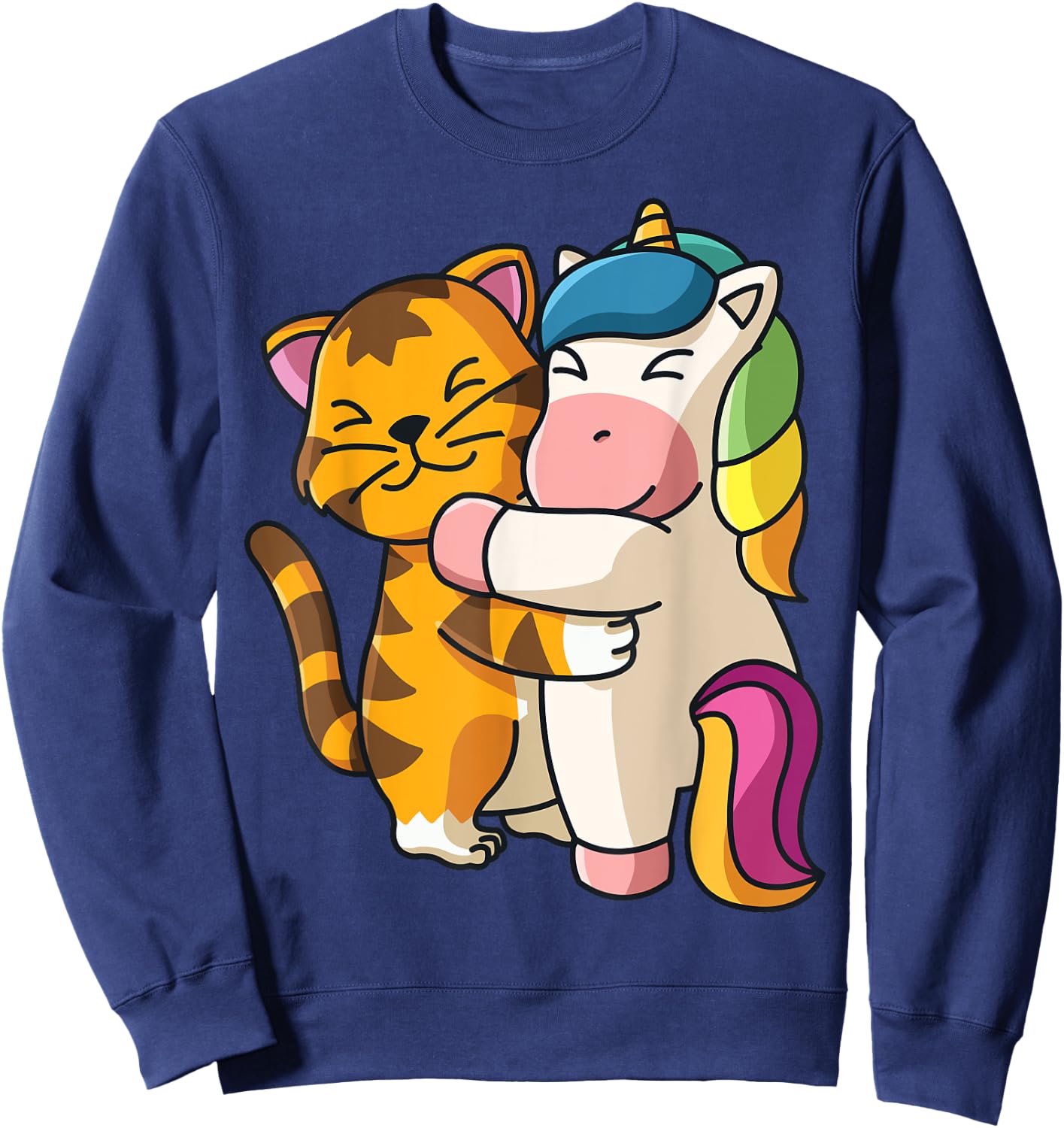 Tiger and Unicorn Cute Zoo Animals Hugging Sweatshirt - Sweatshirt | Navy