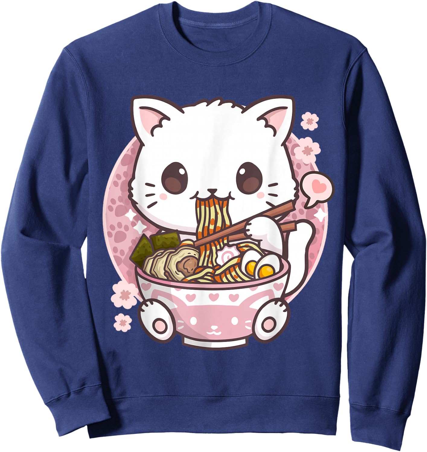 Kawaii Anime Shirts Ramen Cat Kawaii Anime Ramen Cat Cat Lovers Kawaii Neko , Black Sweatshirt - Sweatshirt | Navy
