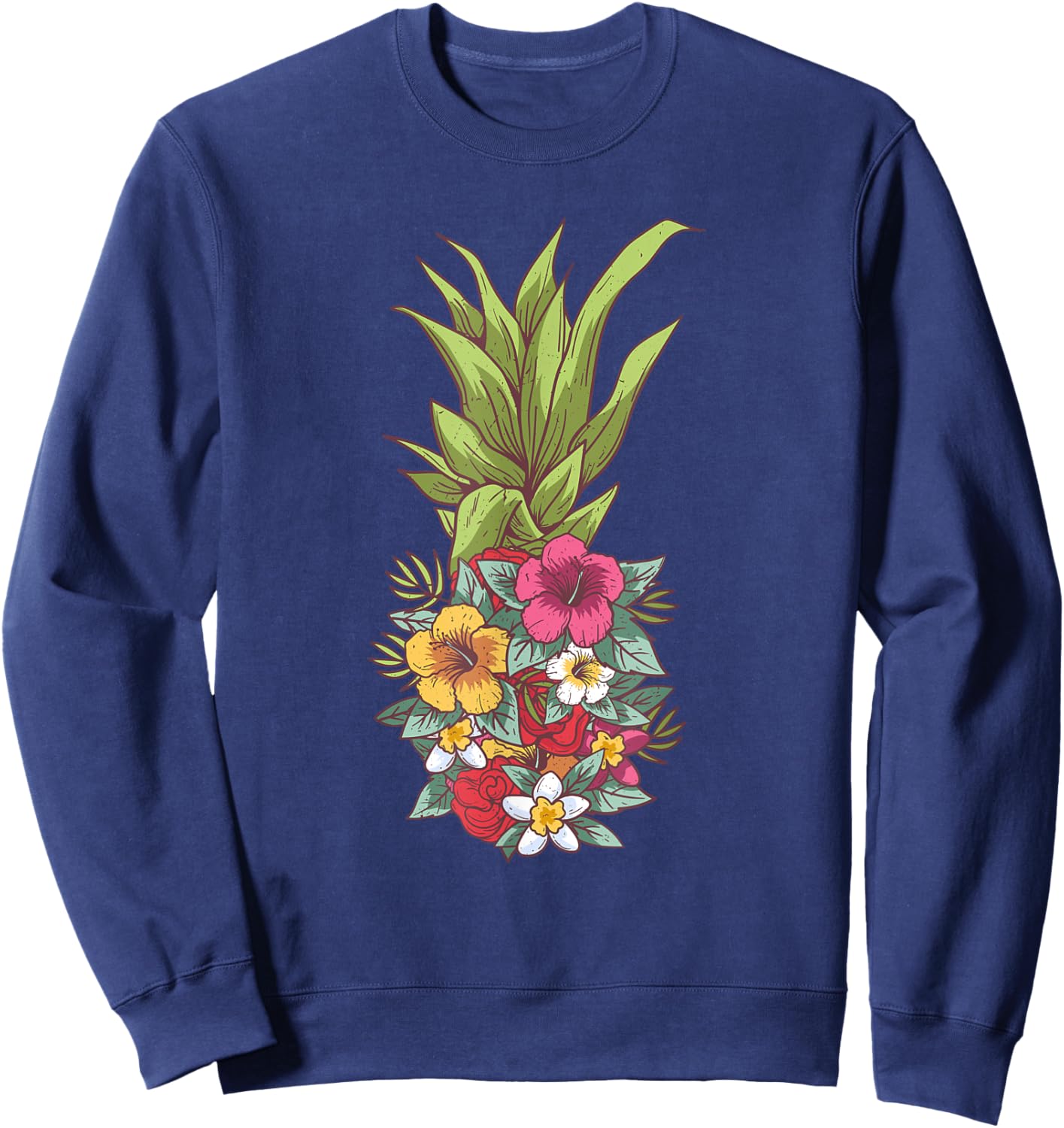 Pineapple Flower Aloha Hawaii Trendy Vintage Women Gift Sweatshirt - Sweatshirt | Navy