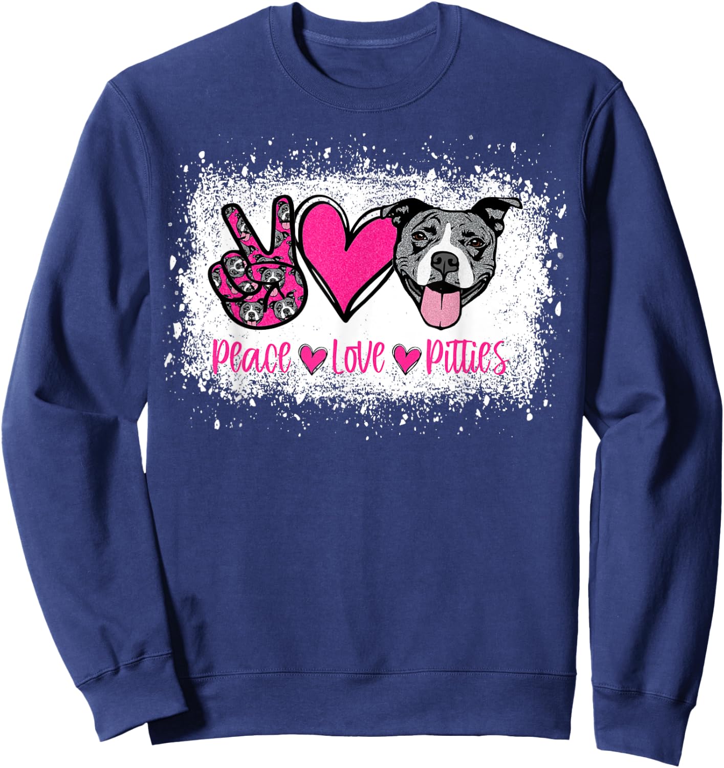 Peace Love Pitties Pitbull Lover Pet Owner Fur Mama Dog Mom Women Sweatshirt - Sweatshirt | Navy