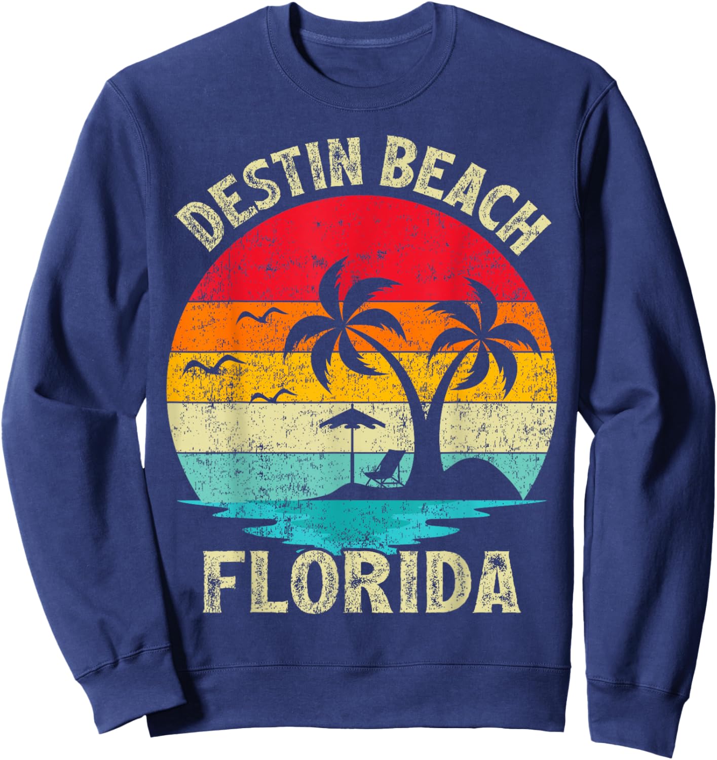 Family Vacation Vintage Retro Florida Destin Beach Sweatshirt - Sweatshirt | Navy