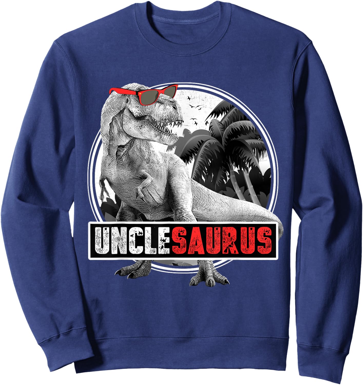 Dinosaur Family Dinosaurier - Men's Unclesaurus T-Rex Dinosaur Uncle - Black - Small - Short Sleeve - Cotton 60%, Polyester 40% Sweatshirt - Sweatshirt | Navy