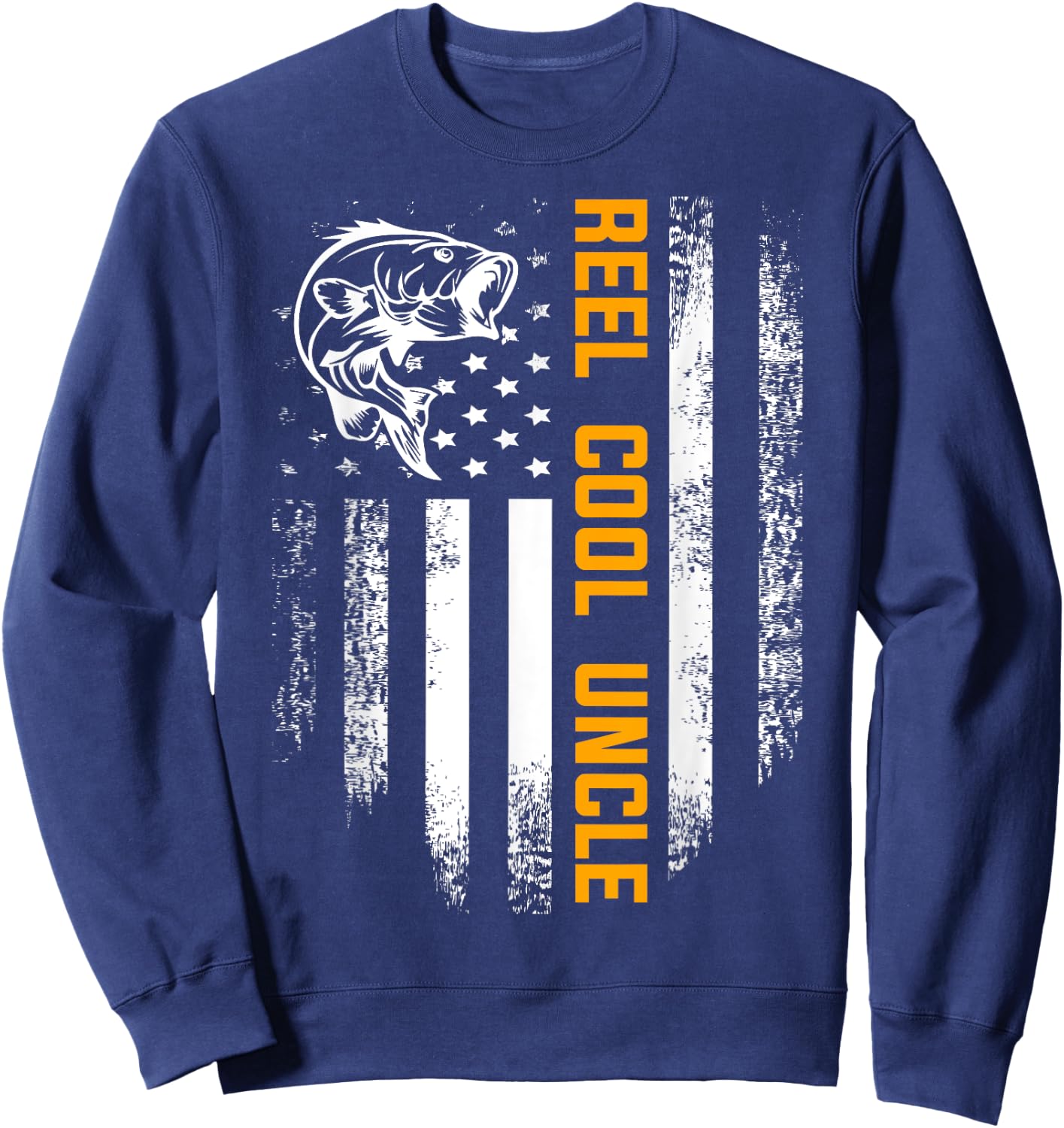 Reel Cool Uncle Shirt Vintage Flag Fishing Father's Day Gift Sweatshirt - Sweatshirt | Navy
