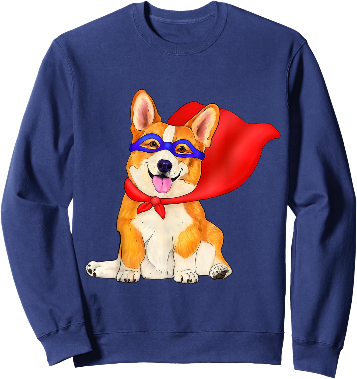 Super hero corgi - cute superhero dog in red cape Men Women Kids Sweatshirt - Sweatshirt | Navy