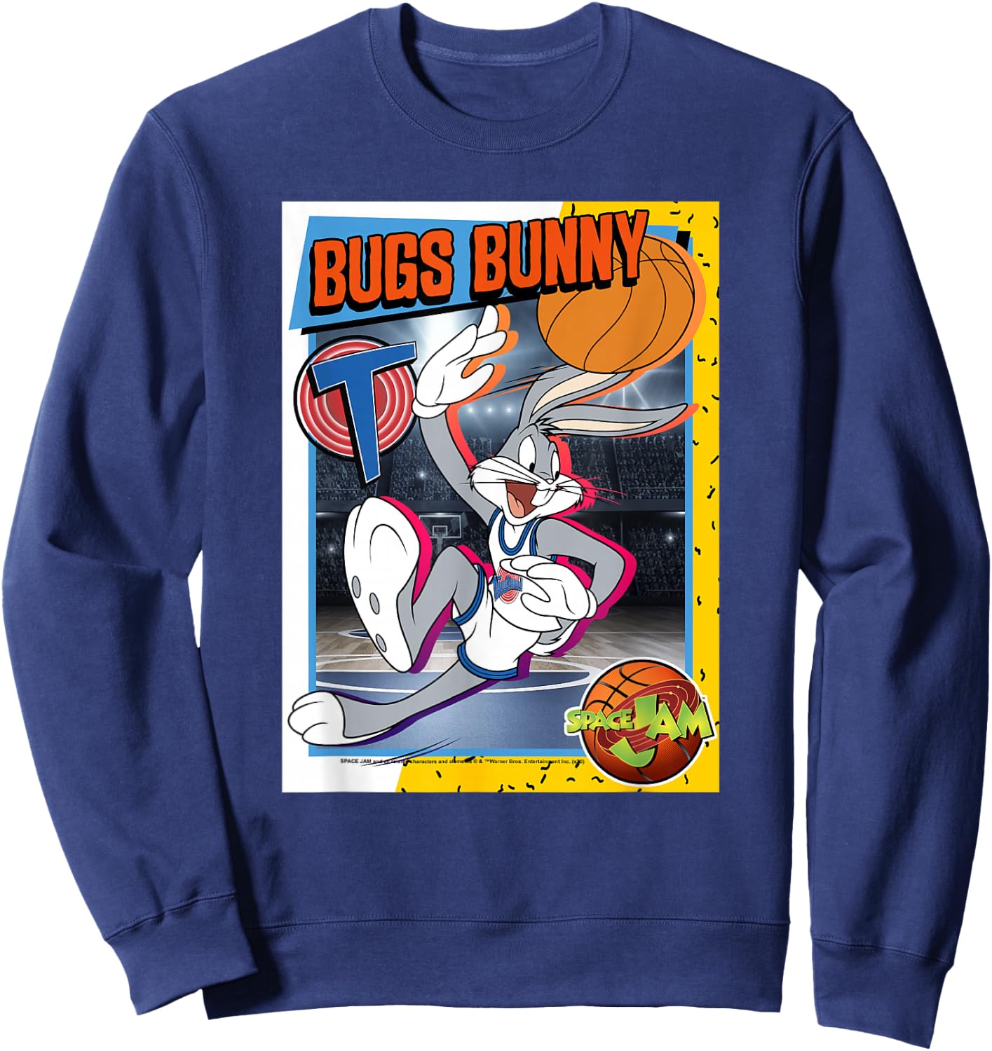 Space Jam Classic Bugs Bunny Basketball Card Sweatshirt - Sweatshirt | Navy