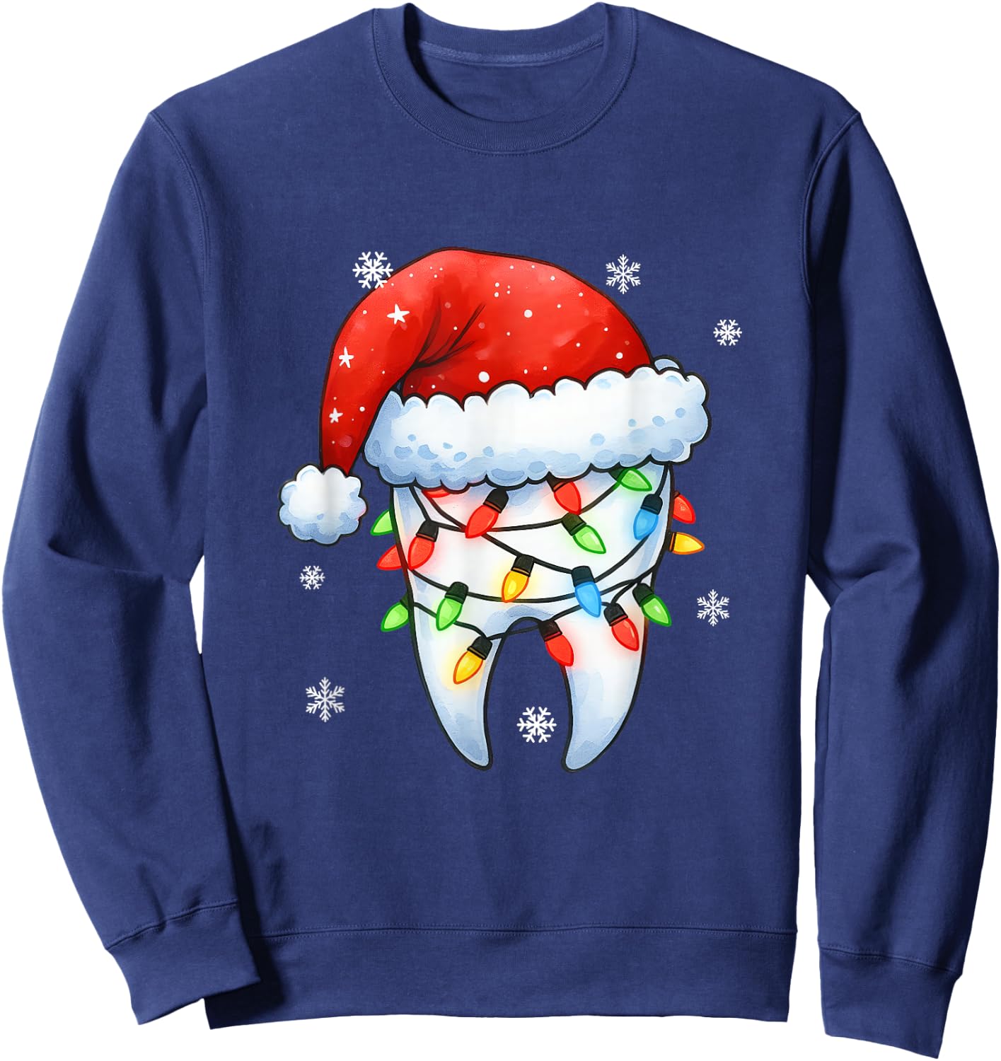 Retro Dental Christmas Tooth Santa Xmas Dentist Squad Crew Sweatshirt - Sweatshirt | Navy