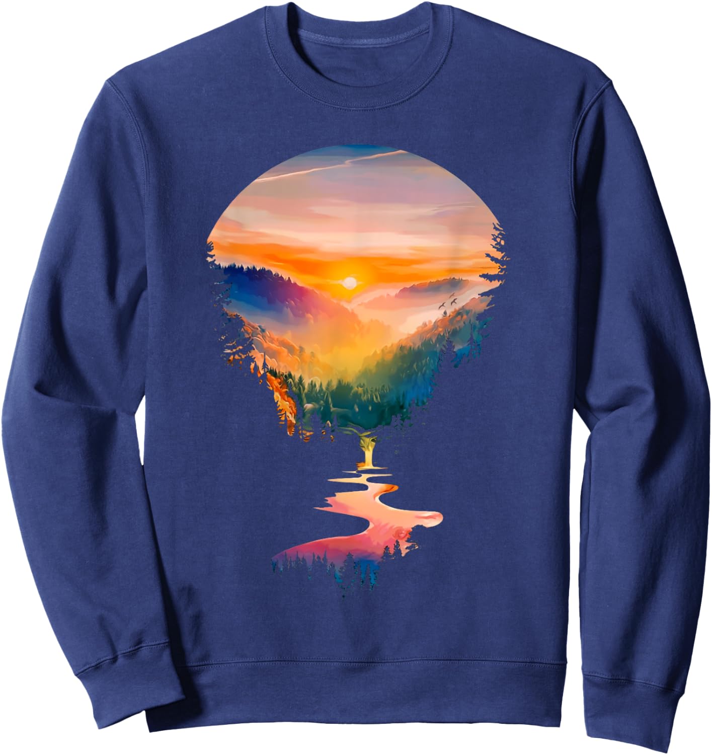 Nature Lovers Forest Hiking Mountains Outdoor Trees Nature Sweatshirt - Sweatshirt | Navy