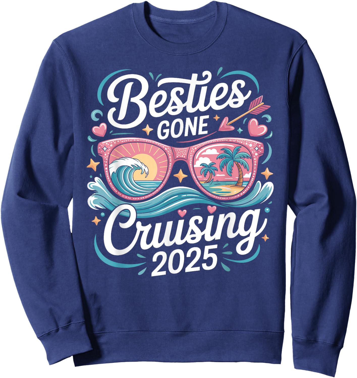 Besties Gone Cruising 2025 Girls Matching Women Cruise Sweatshirt - Sweatshirt | Navy
