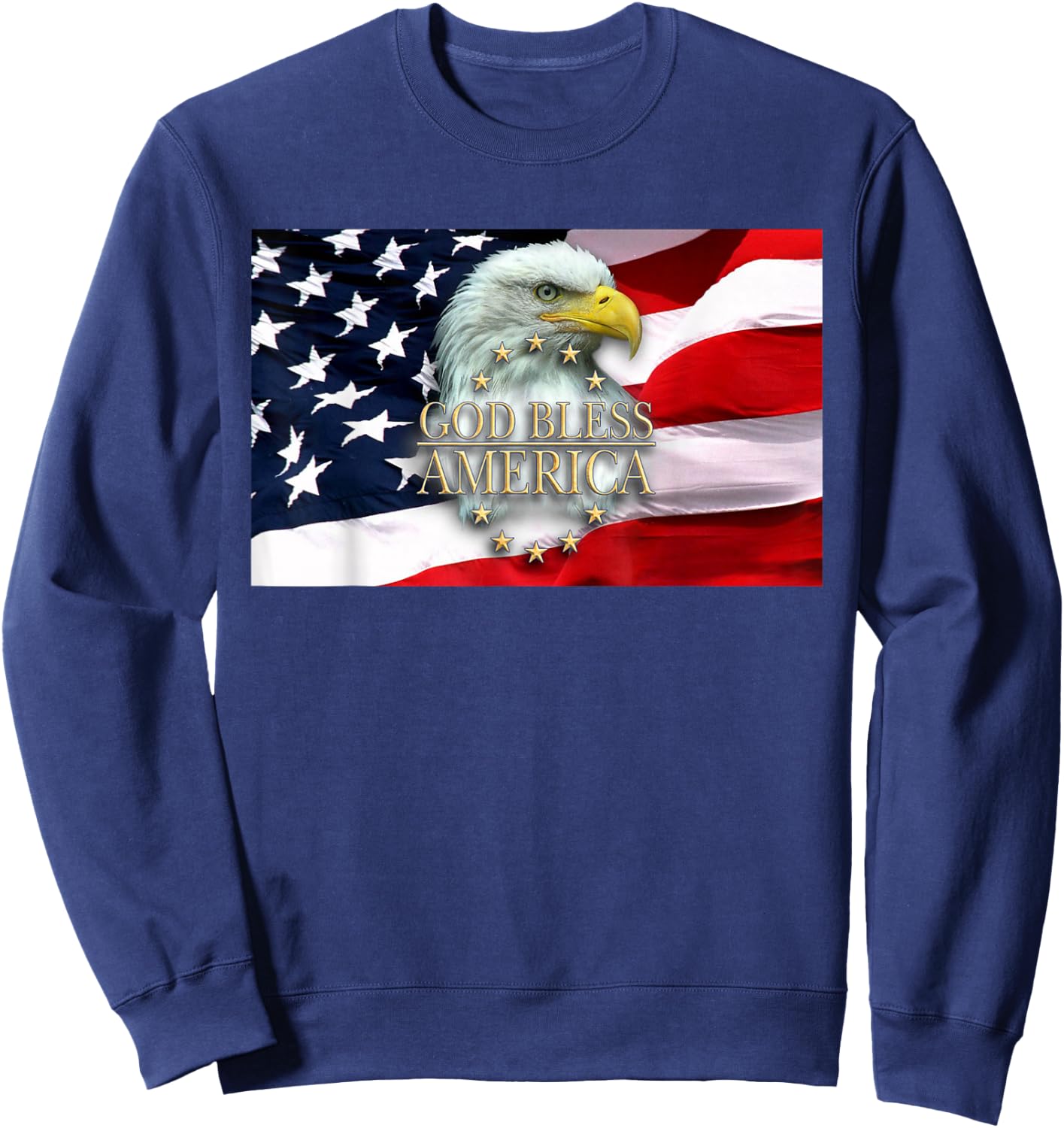 God Bless America Bald Eagle USA American Flag 4th of July Sweatshirt - Sweatshirt | Navy