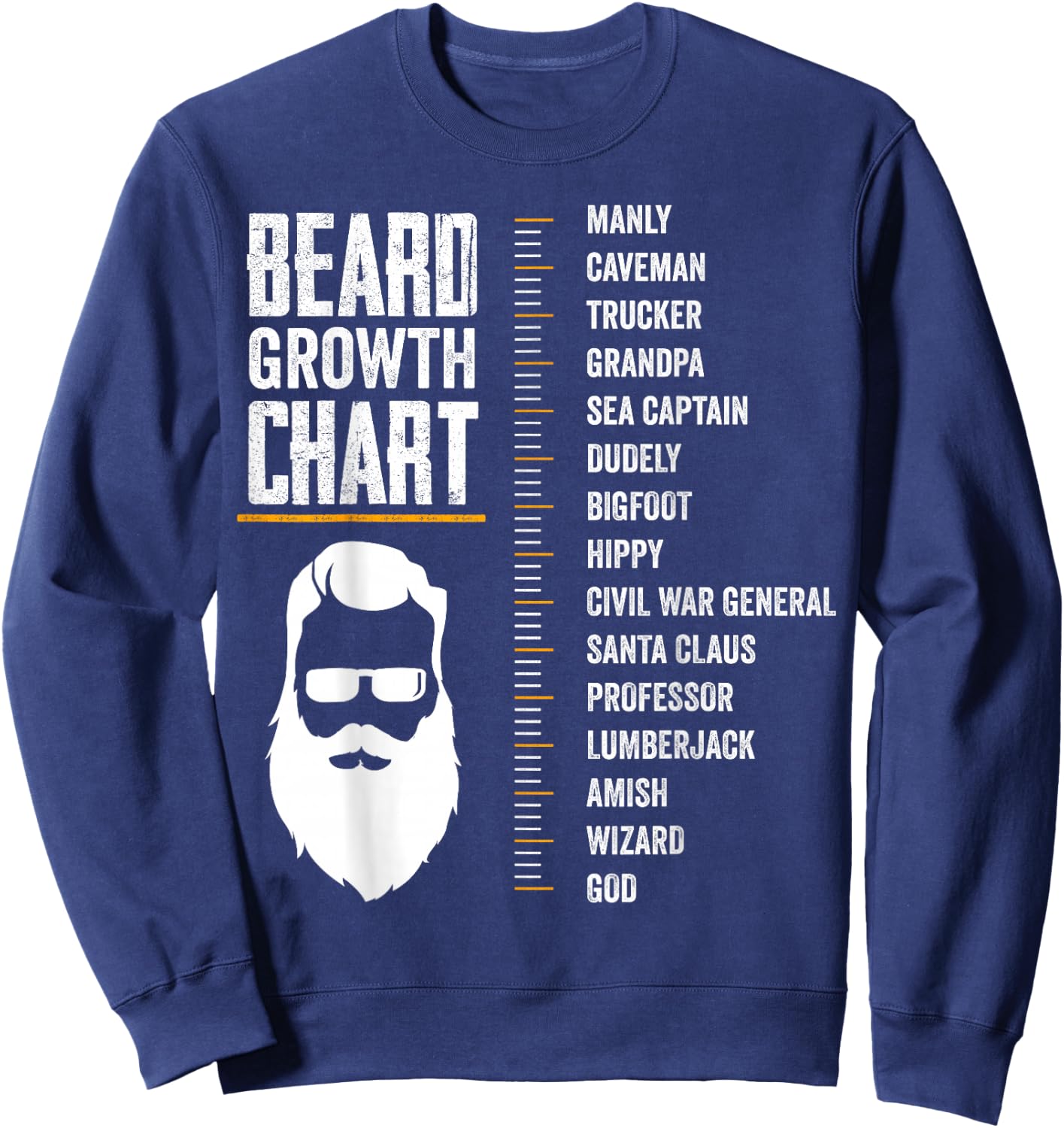 Funny Beard Growth Chart Gift Bearded Man Size Measurement Sweatshirt - Sweatshirt | Navy