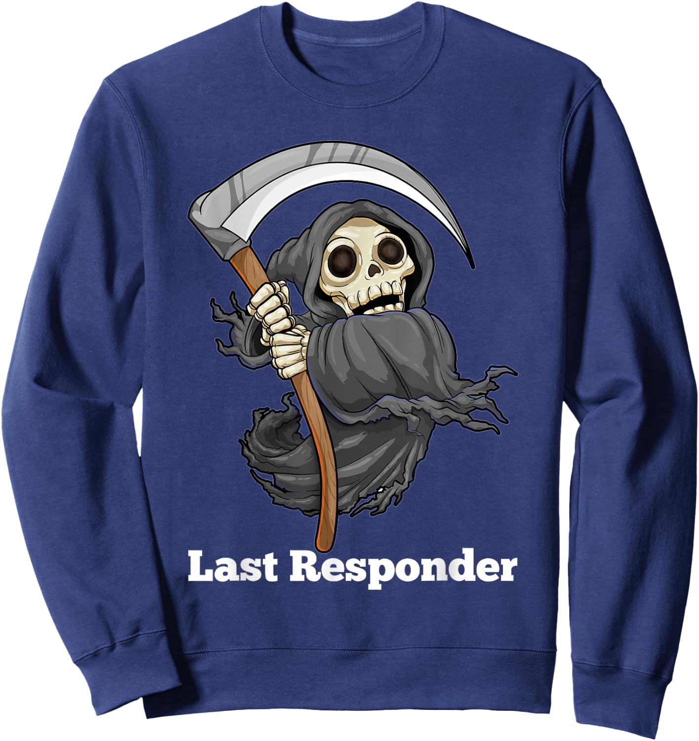 Last Responder Grim Reaper Halloween Angel Of Death Scythe Sweatshirt - Sweatshirt | Navy