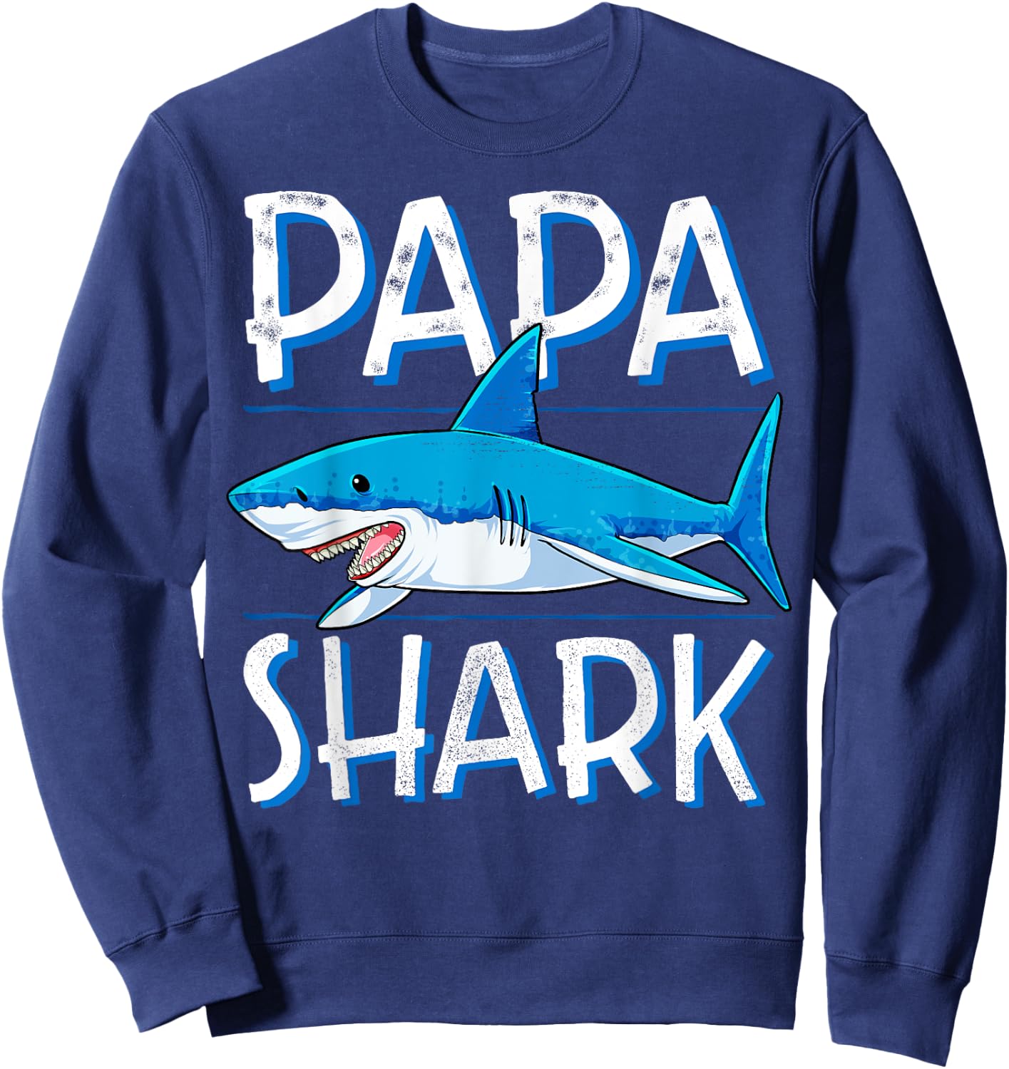 Papa Shark T Shirt Family Matching Dad Daddy Men Jawsome Sweatshirt - Sweatshirt | Navy