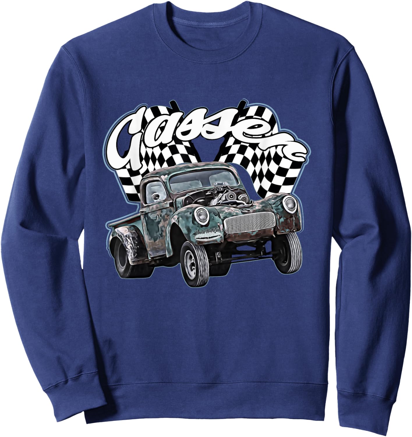 1940s Gasser Truck,Dragster,Dragrace,Rat Rod,rusty pickup,40 Sweatshirt - Sweatshirt | Navy