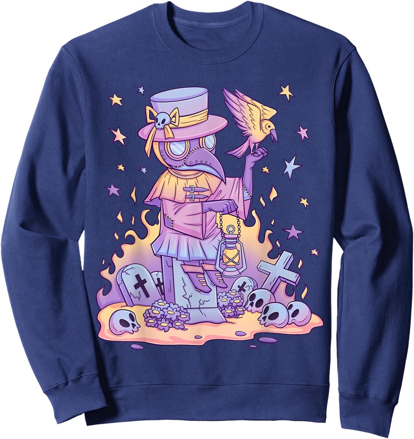 Cute Creepy Doctor Anime Pastel Kawaii Clothing Pastel Goth Sweatshirt - Sweatshirt | Navy