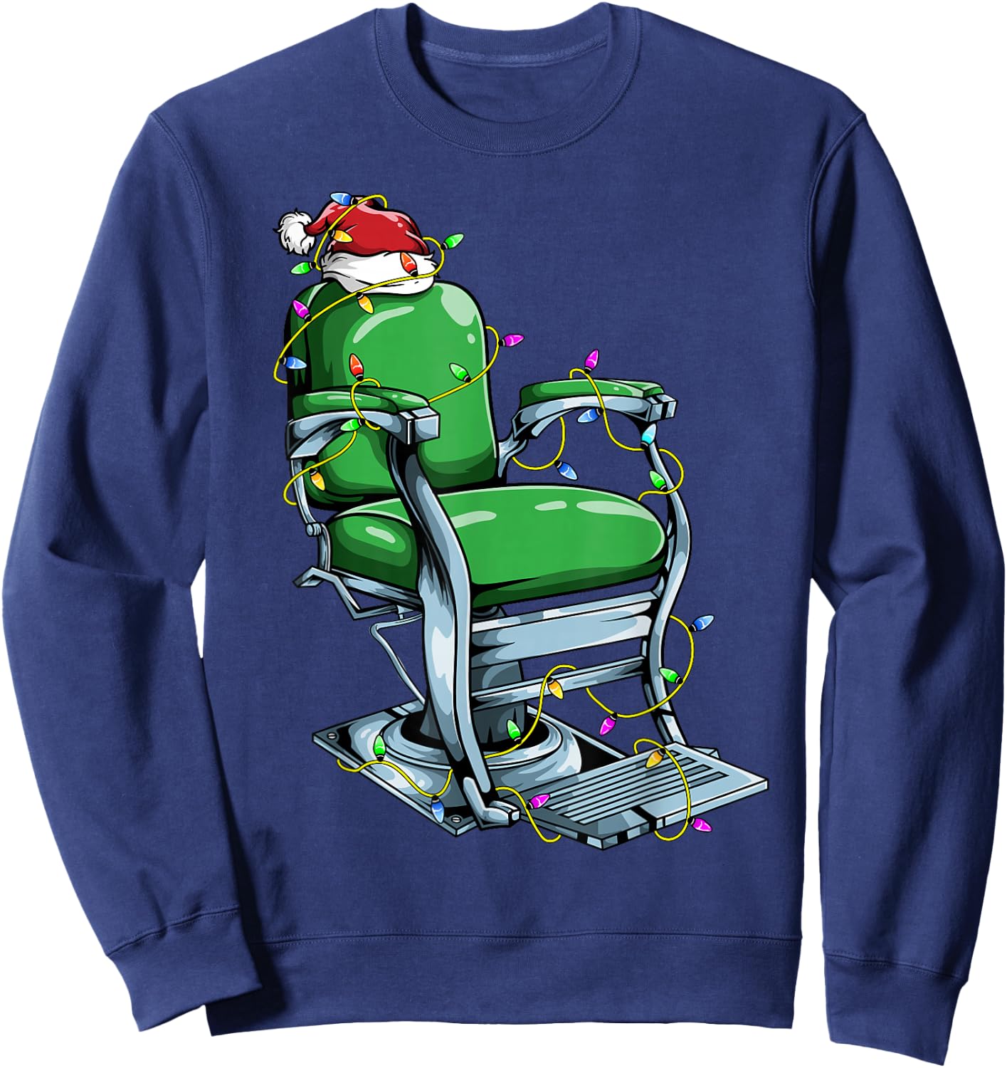 Barbershop Santa Theme Design For Xmas | Barber Christmas Sweatshirt - Sweatshirt | Navy