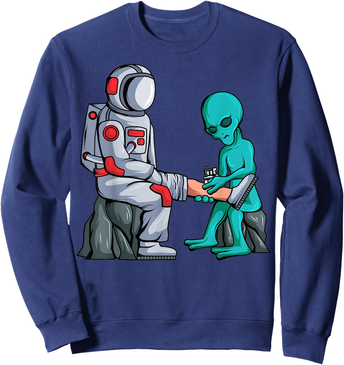Alien Tattooist Astronaut Tattooing UFO Lover Tattoo Artist Sweatshirt - Sweatshirt | Navy