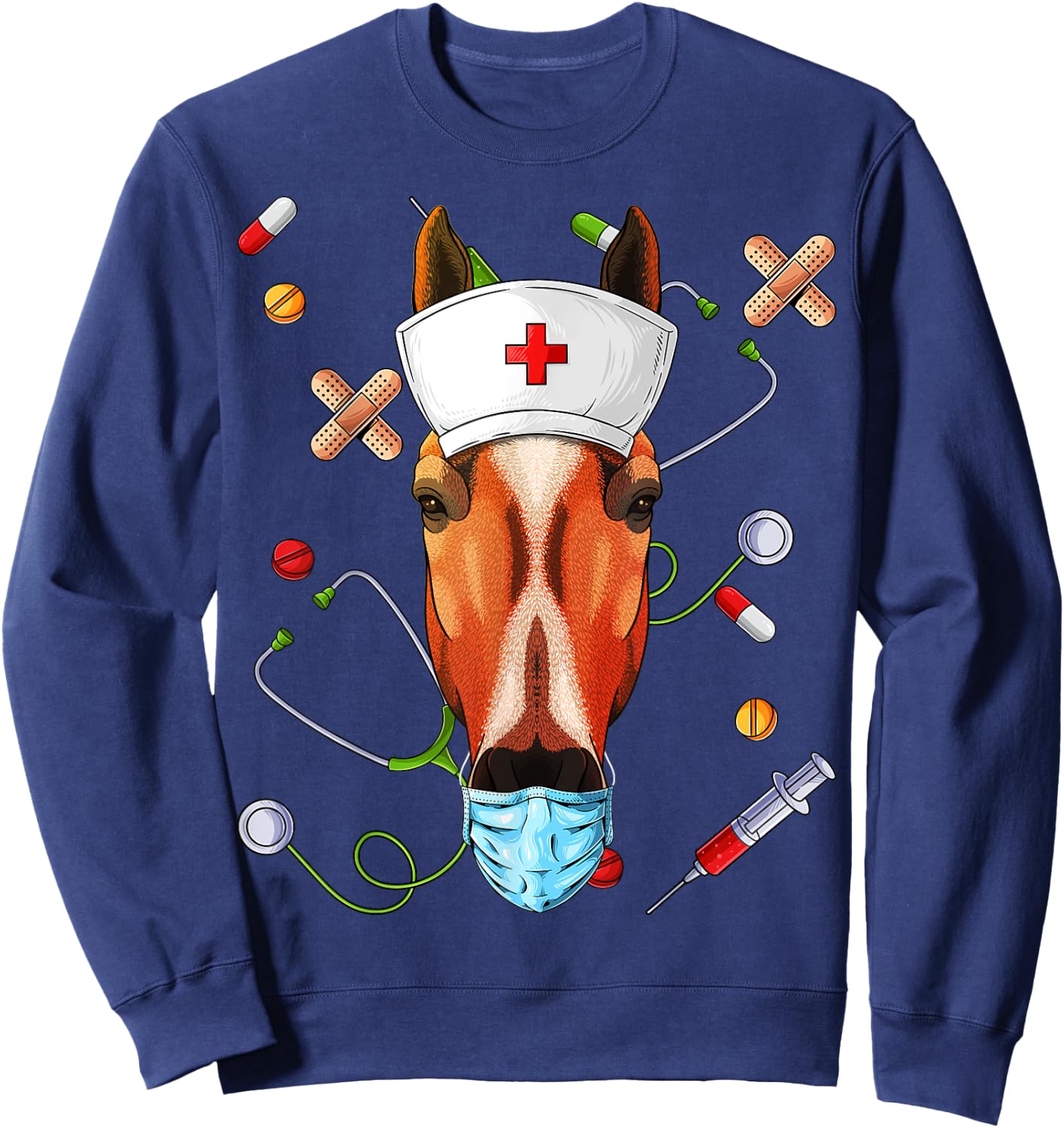 Horse Nurse RN Funny ER Nursing School Graduation Sweatshirt - Sweatshirt | Navy