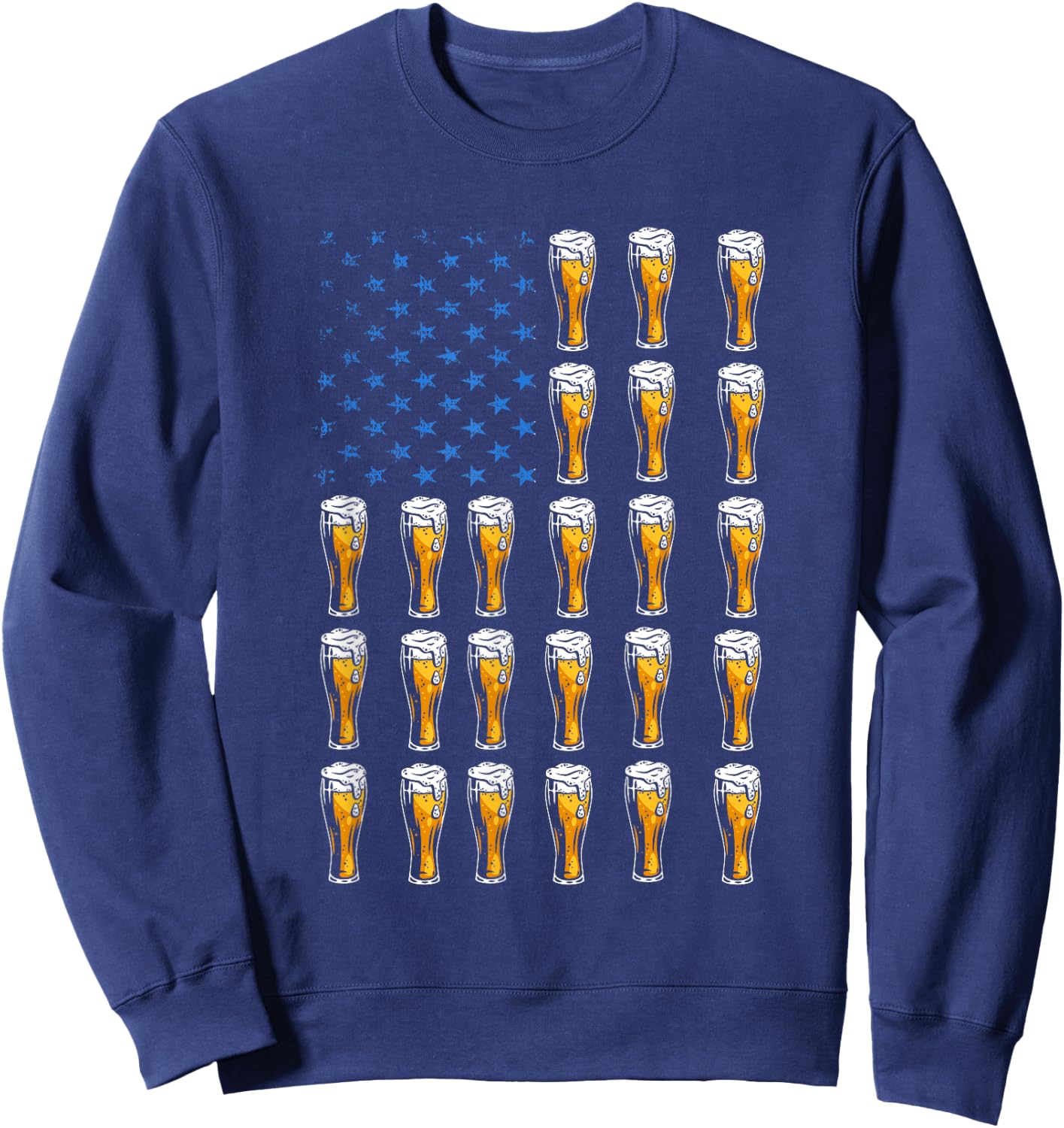 Craft Beer American Flag USA , 4th July Brewery Sweatshirt - Sweatshirt | Navy