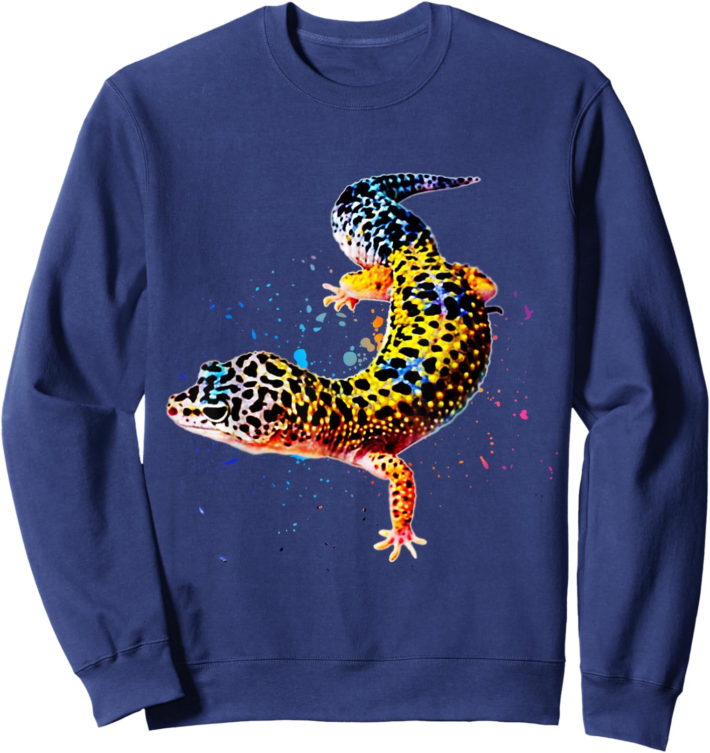Leopard Gecko Watercolor Reptile Keeper Gecko Fan Sweatshirt - Sweatshirt | Navy