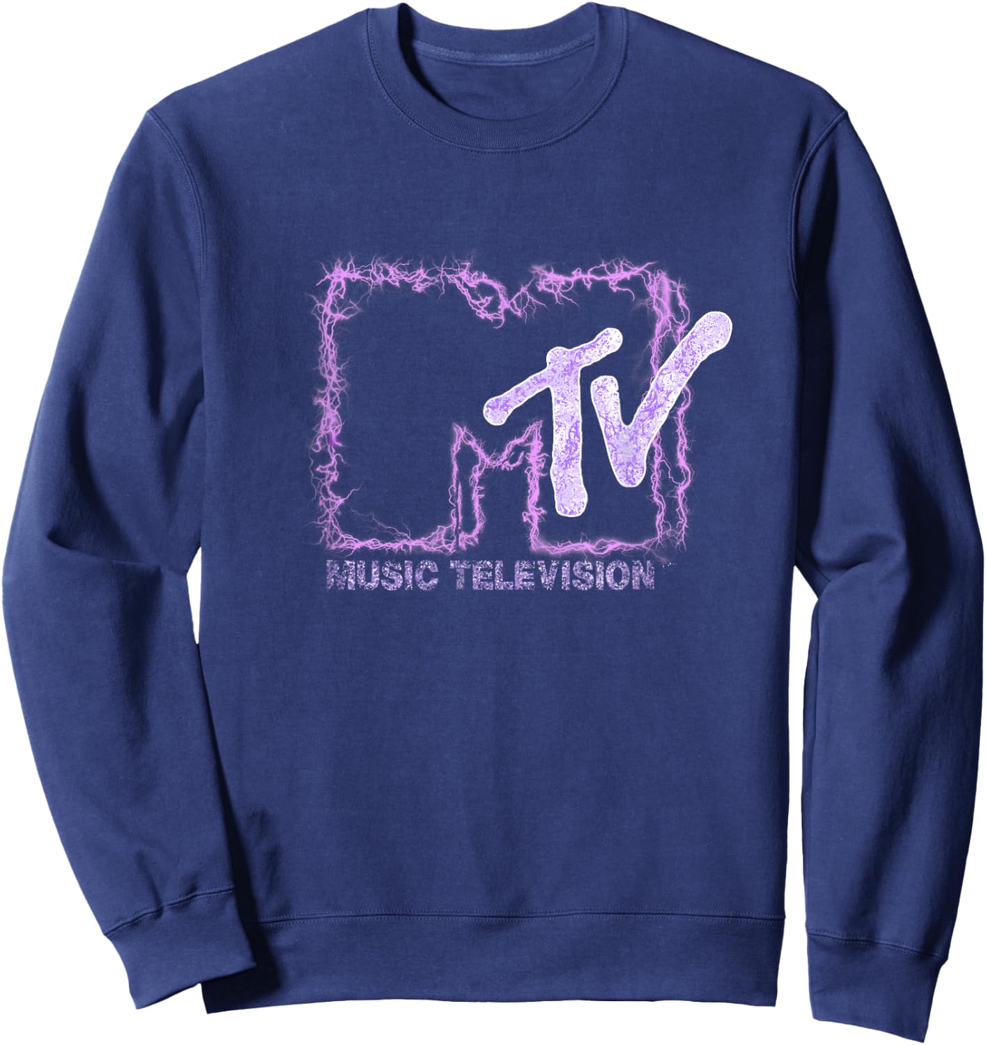 Mademark x MTV - The official MTV Logo with purple electric flashes Sweatshirt - Sweatshirt | Navy